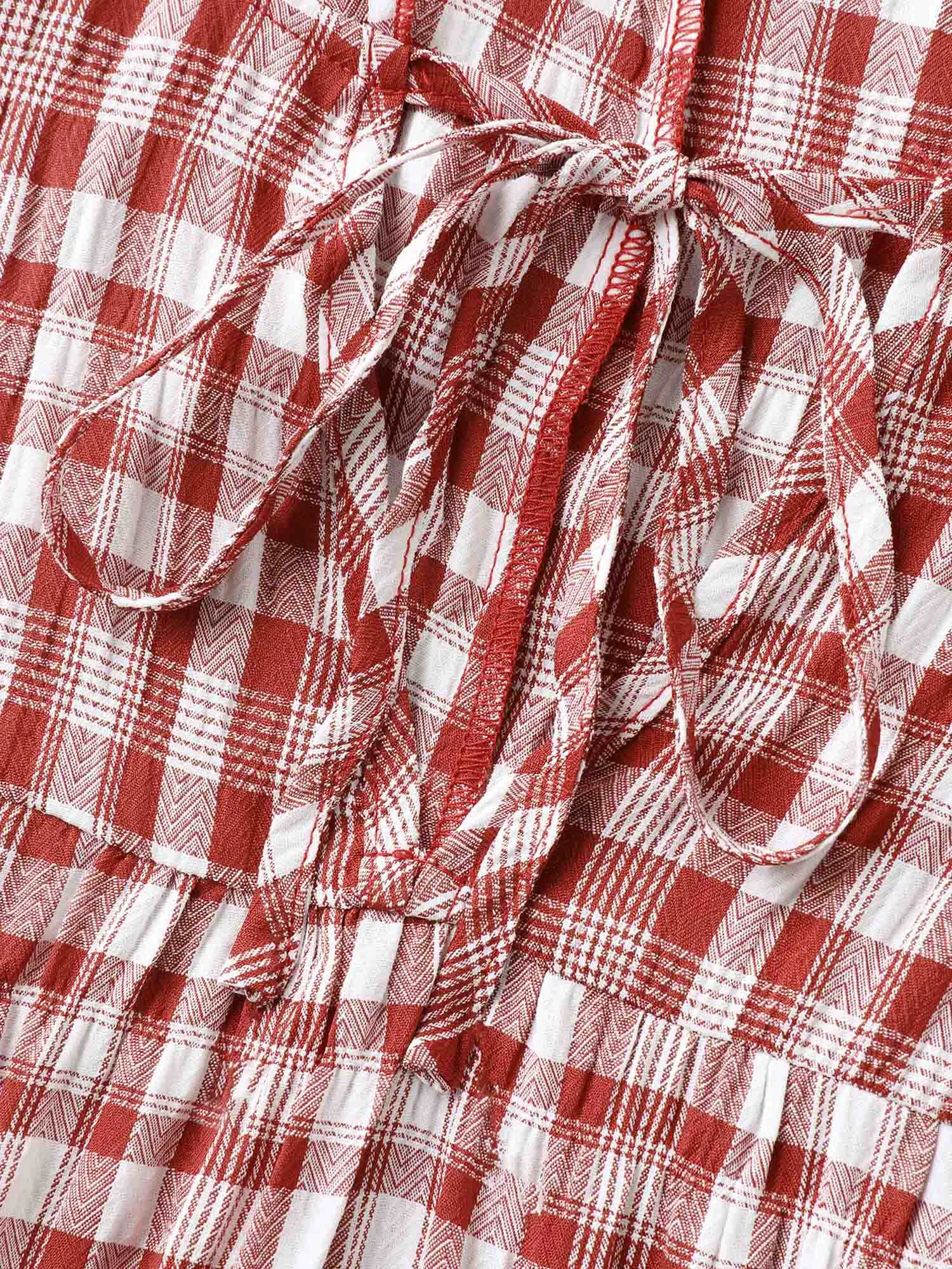 Sweet Plaid Pattern Pockets Midi Dress sold by Bloomchic product image thumbnail 5