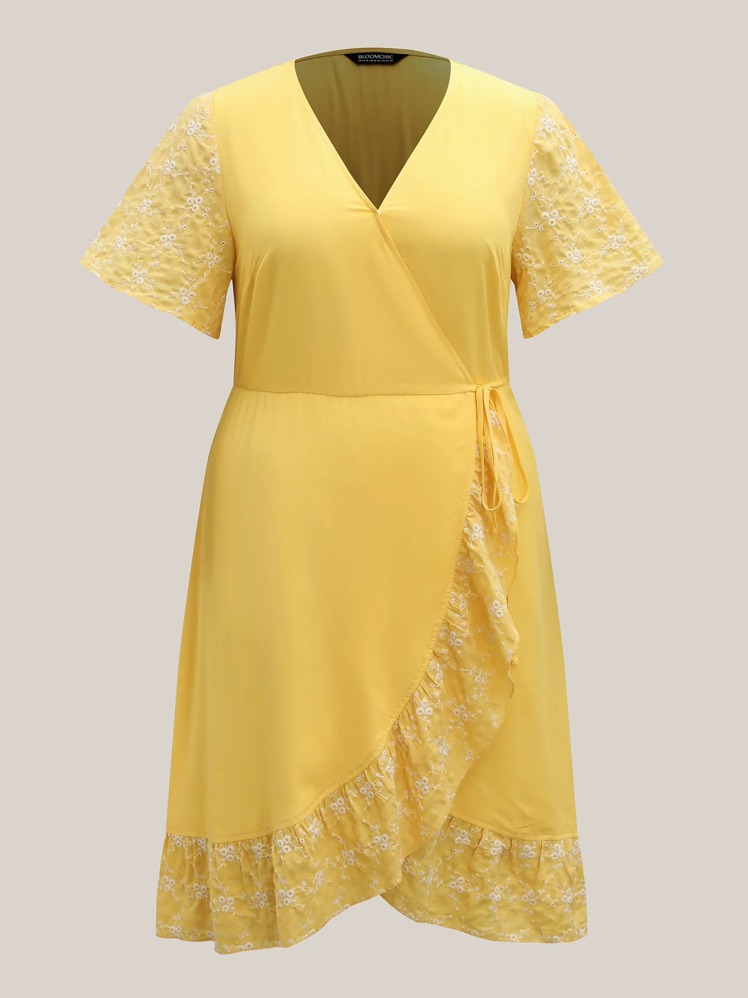 Rayon Textured Color Contrast Overlap Midi Dress sold by Bloomchic product image thumbnail 5