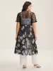 Chiffon Floral Front Mid Tie Kimono sold by Bloomchic