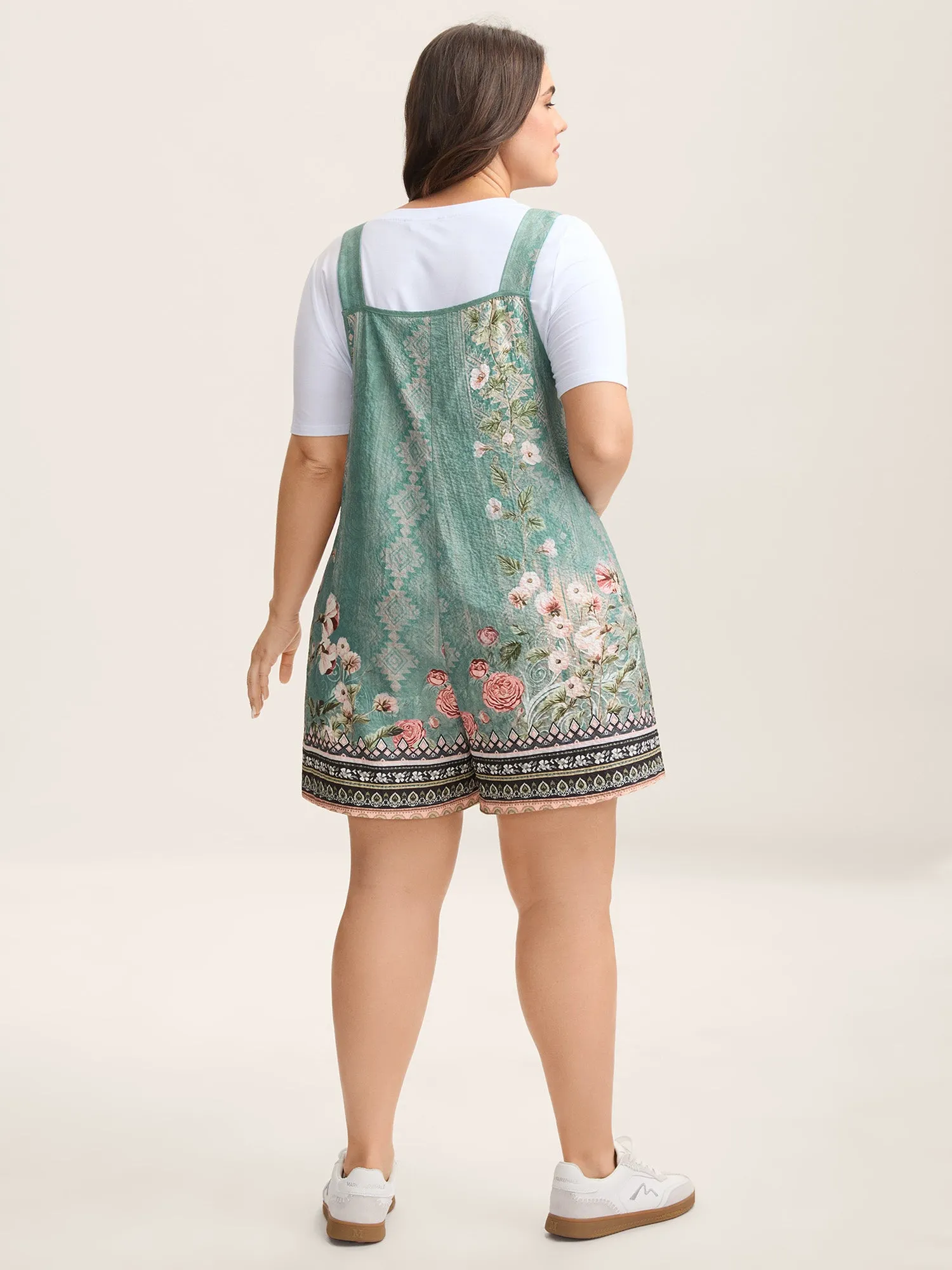 Floral Boho Print Overall Straps Romper sold by Bloomchic product image thumbnail 4