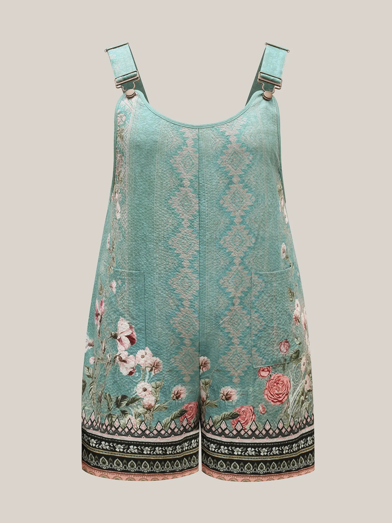 Floral Boho Print Overall Straps Romper sold by Bloomchic product image thumbnail 5