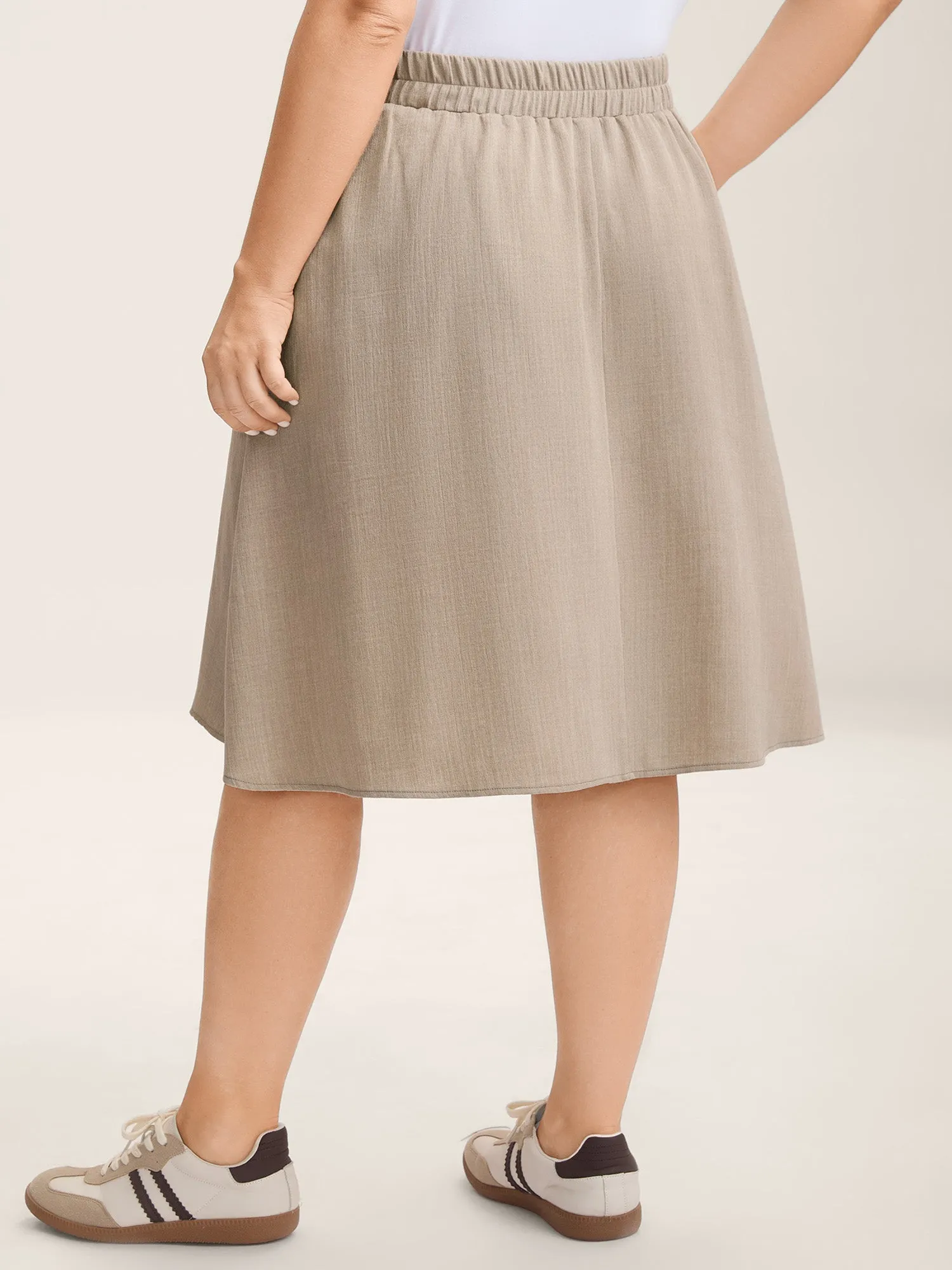 Button Detail Textured A-Line Midi Skirt sold by Bloomchic product image thumbnail 3