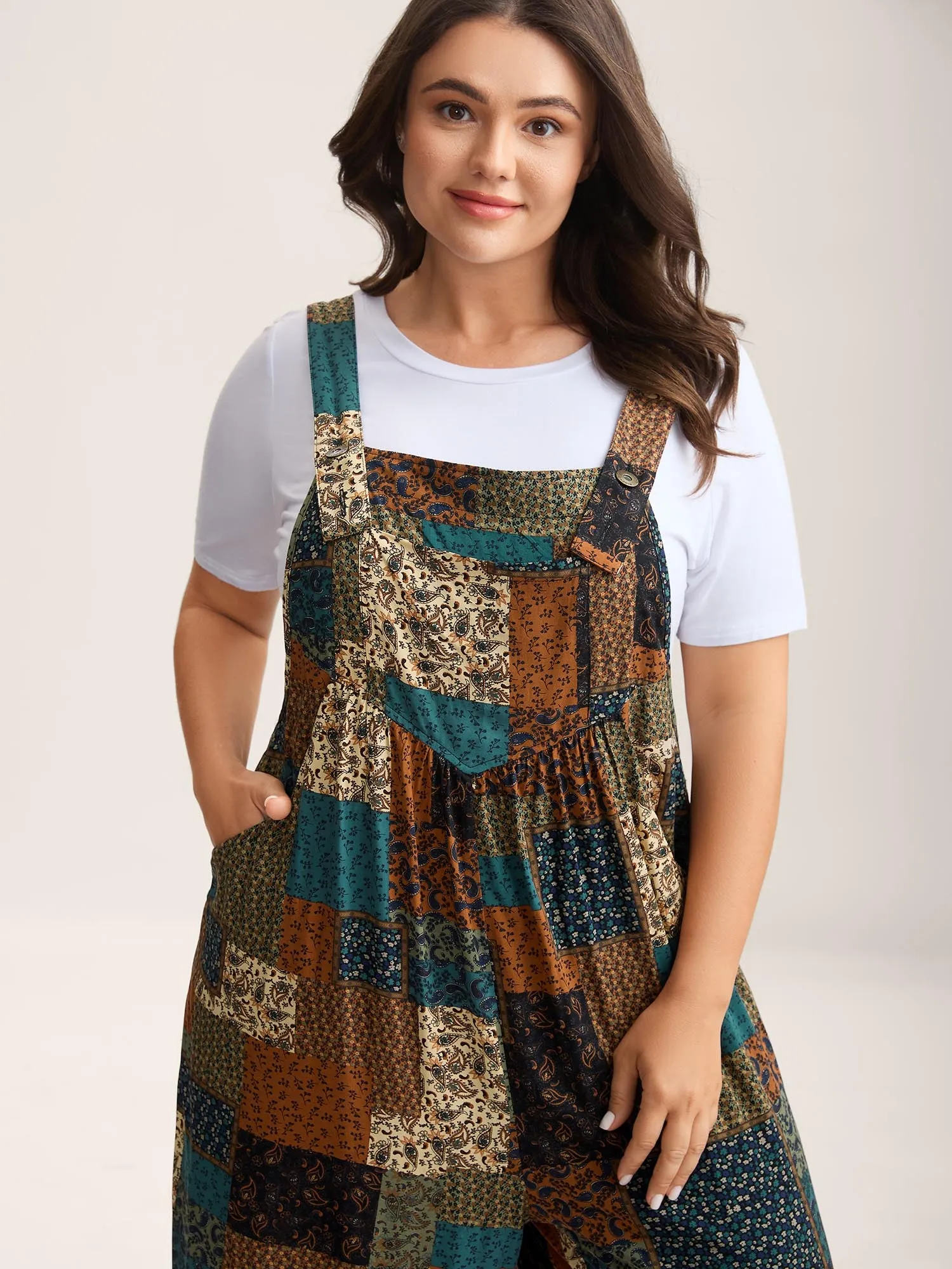 Vintage Boho Collage Overall Straps Jumpsuit sold by Bloomchic product image thumbnail 2