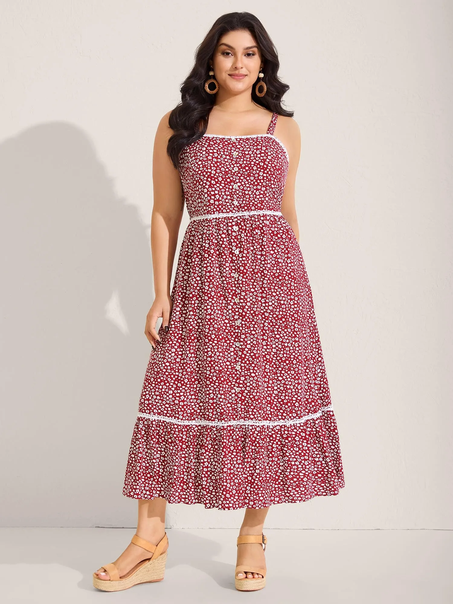 Ditsy Floral Print Lace Trim Cami Dress sold by Bloomchic product image thumbnail 3