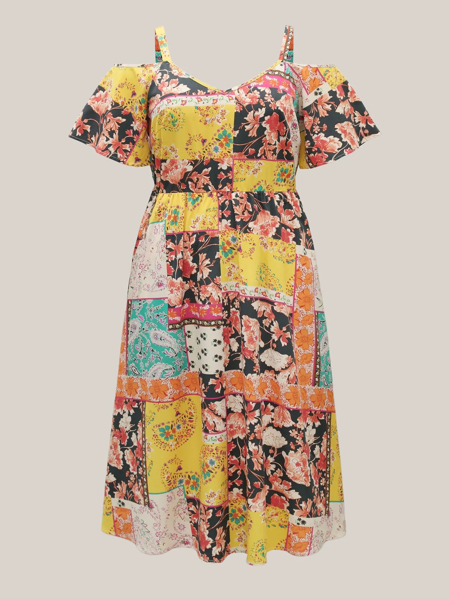 Boho Floral Print Cold-Shoulder Midi Dress sold by Bloomchic product image thumbnail 5