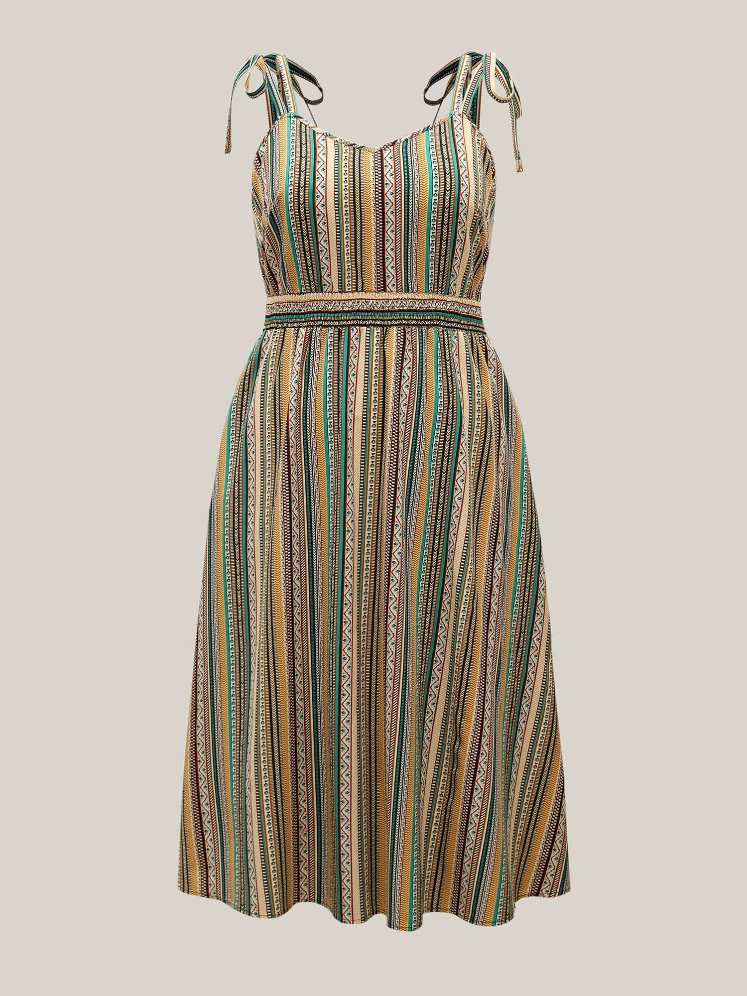 Boho Stripe Knotted Straps Midi Dress sold by Bloomchic product image thumbnail 5