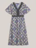 Boho Print Stretchy Waist Pockets Midi Dress sold by Bloomchic