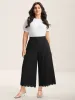 Scalloped Hem Pull-On Wide-Leg Pants sold by Bloomchic
