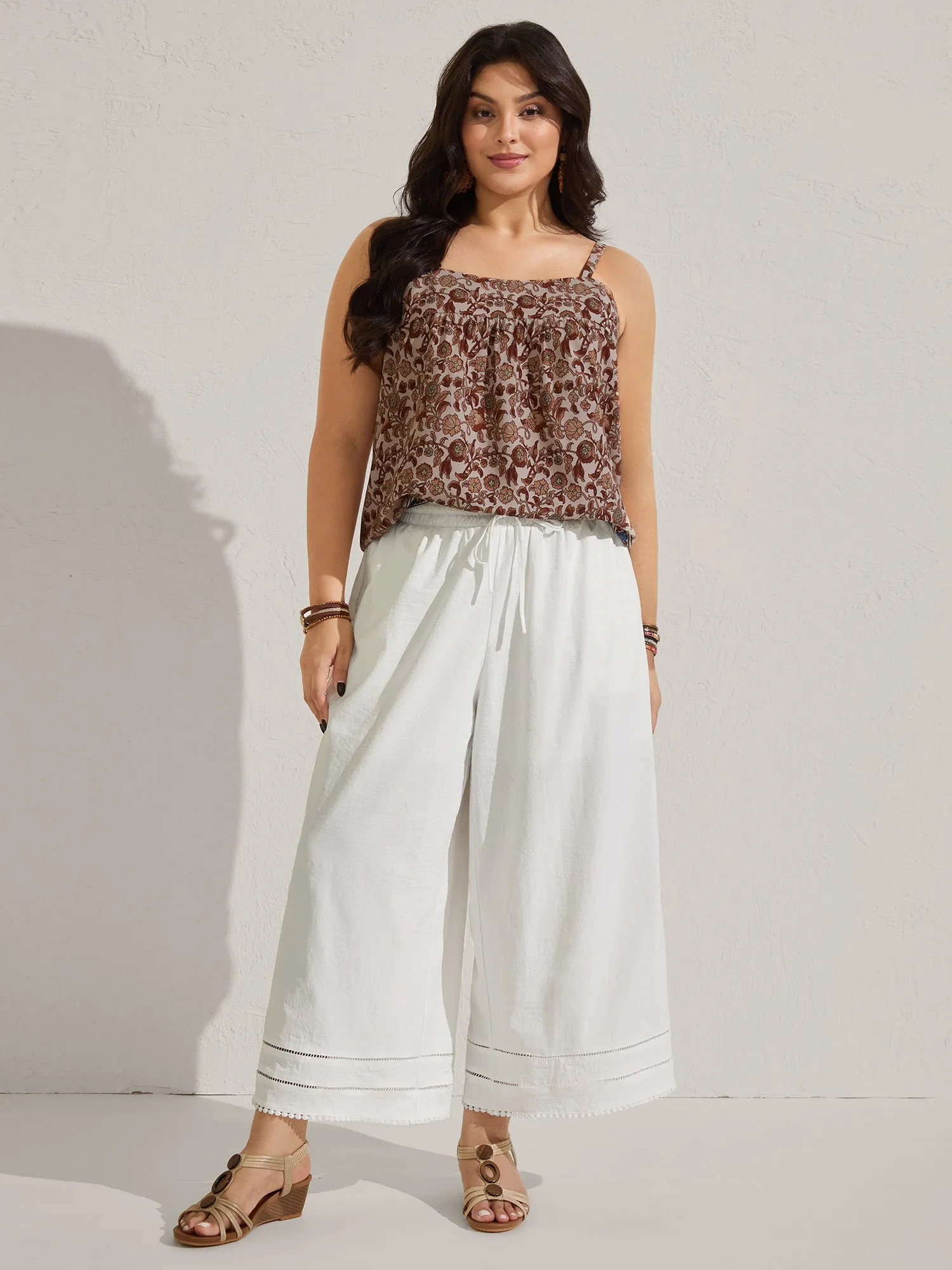 Lace Trim Wide-Leg Tie Pants sold by Bloomchic product image thumbnail 2