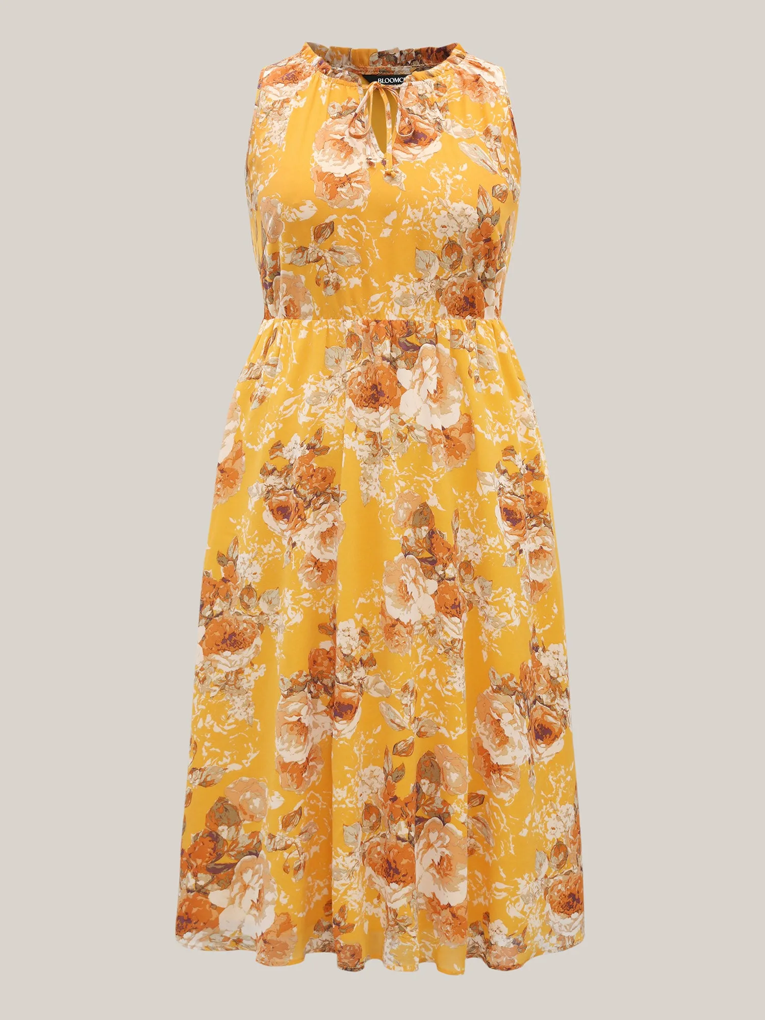 Sunny Floral Petal Trim Neck Midi Dress sold by Bloomchic product image thumbnail 5