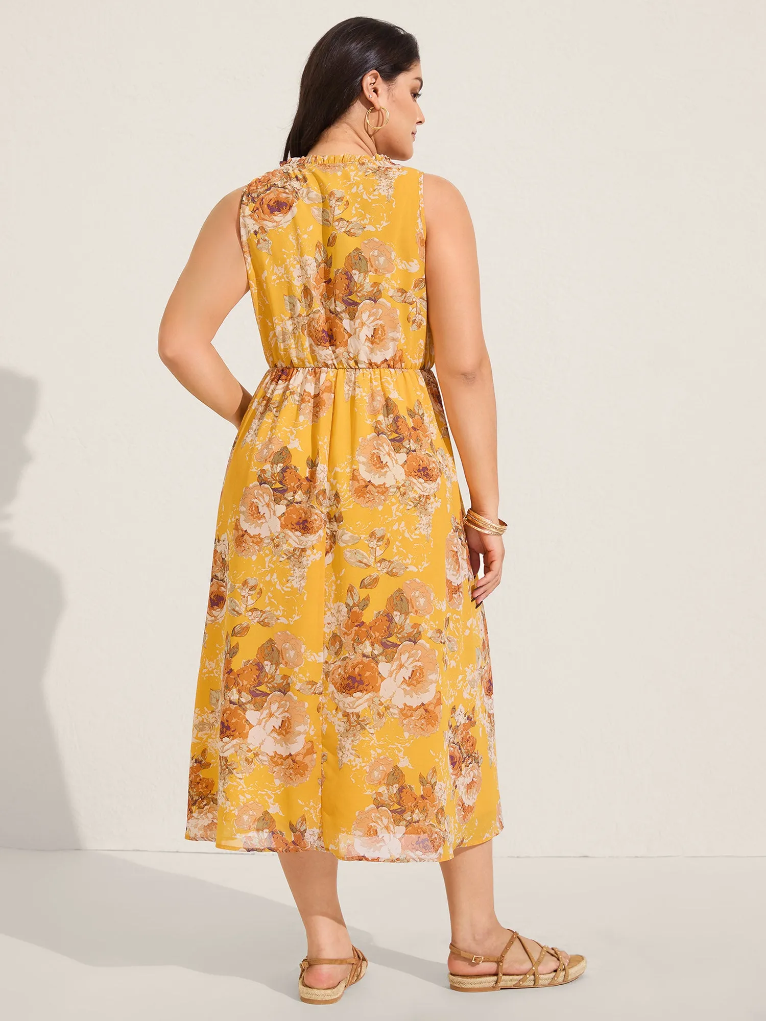 Sunny Floral Petal Trim Neck Midi Dress sold by Bloomchic product image thumbnail 4