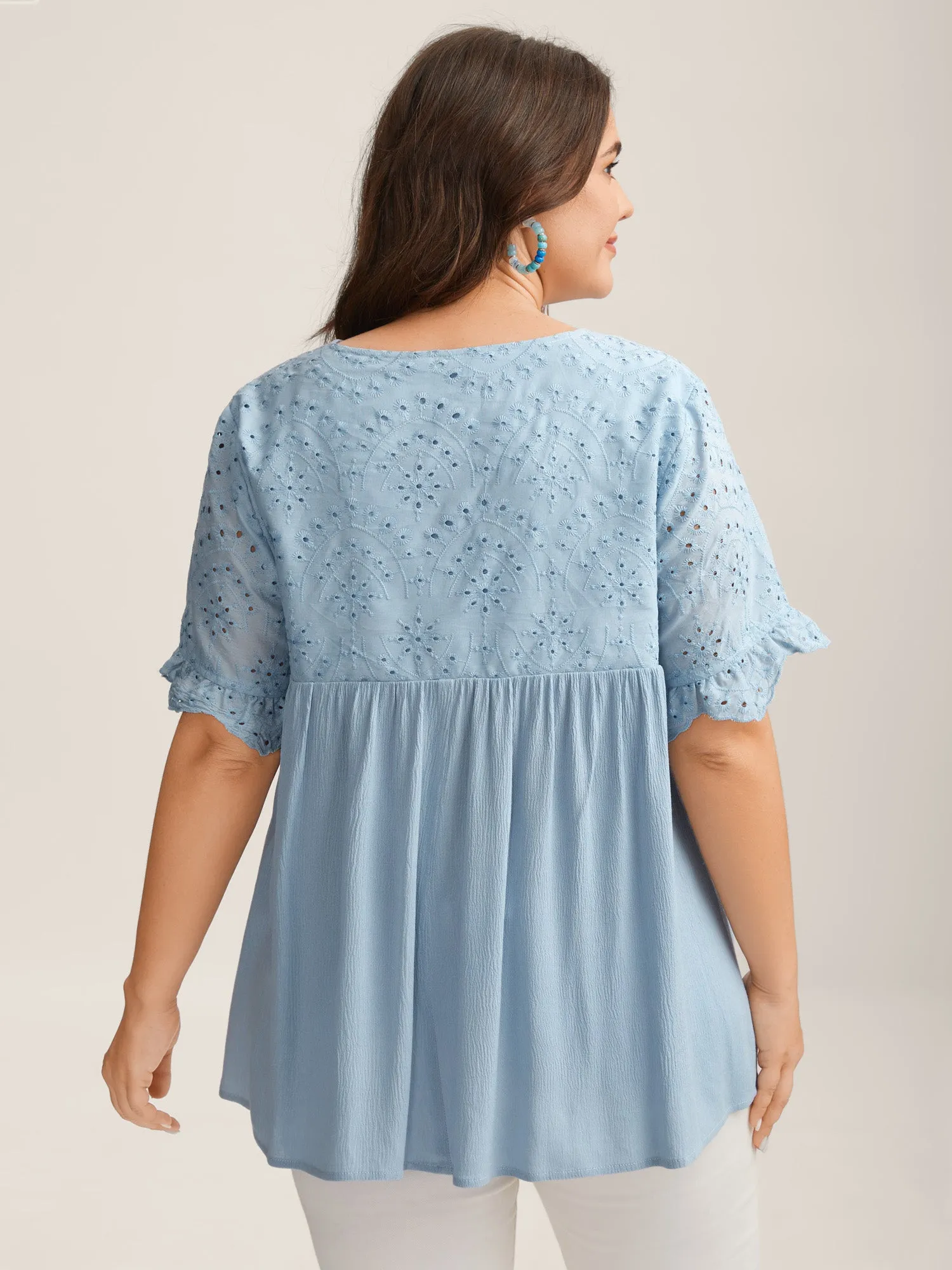 Rayon Eyelet Flowy Blouse sold by Bloomchic product image thumbnail 4