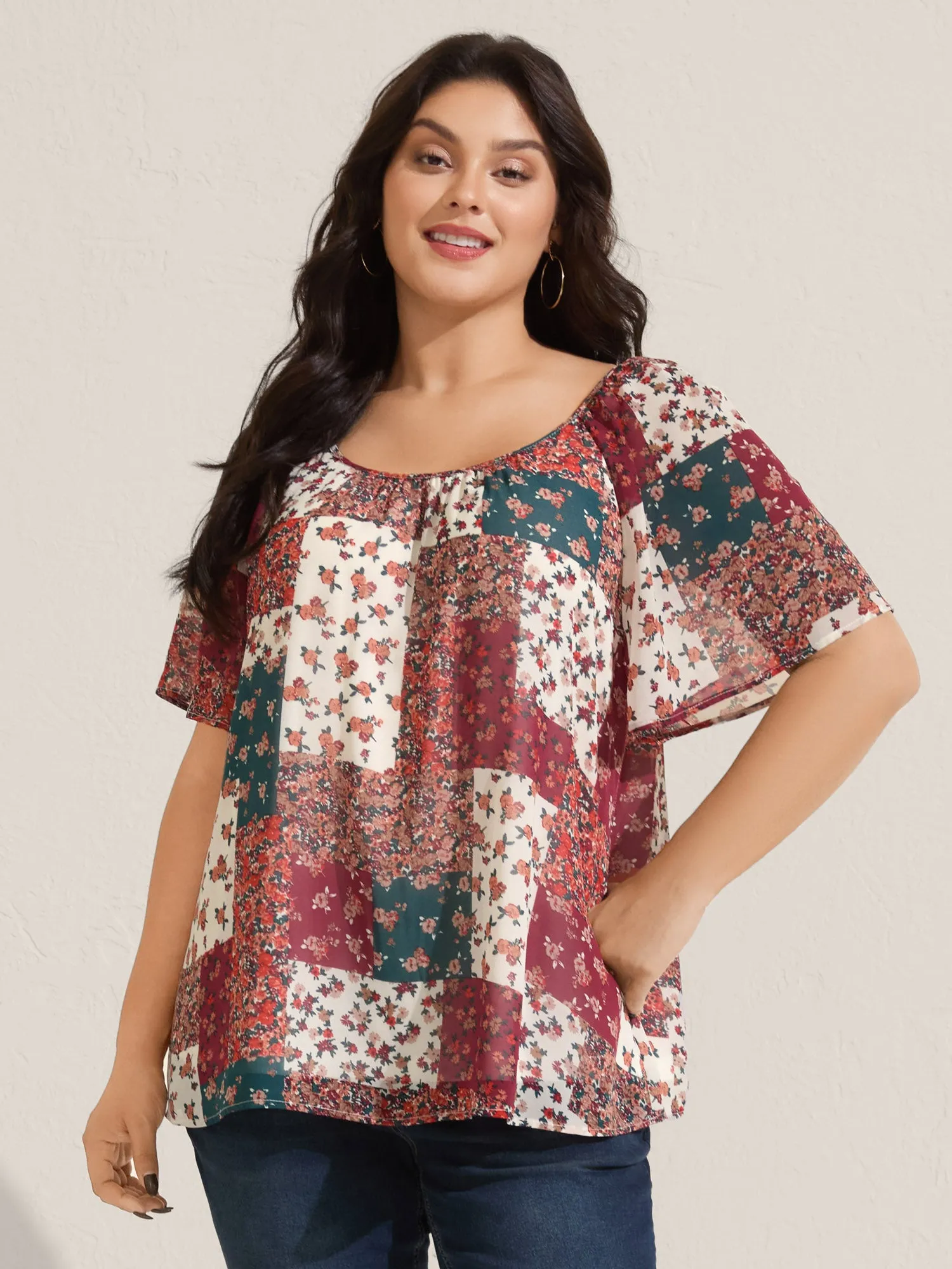 Boho Collage Print Backless Tie Blouse sold by Bloomchic product image thumbnail 2