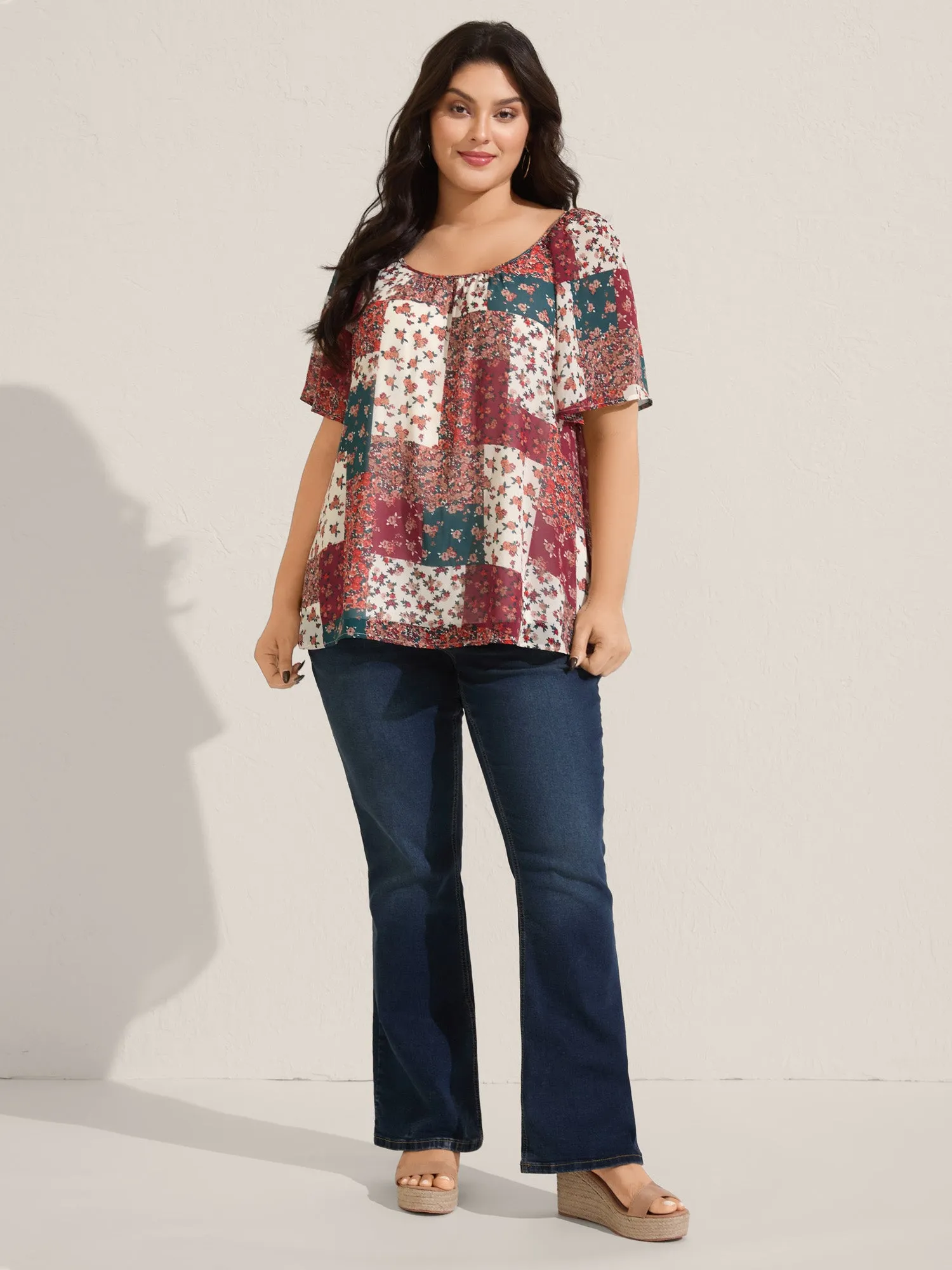 Boho Collage Print Backless Tie Blouse sold by Bloomchic product image thumbnail 3