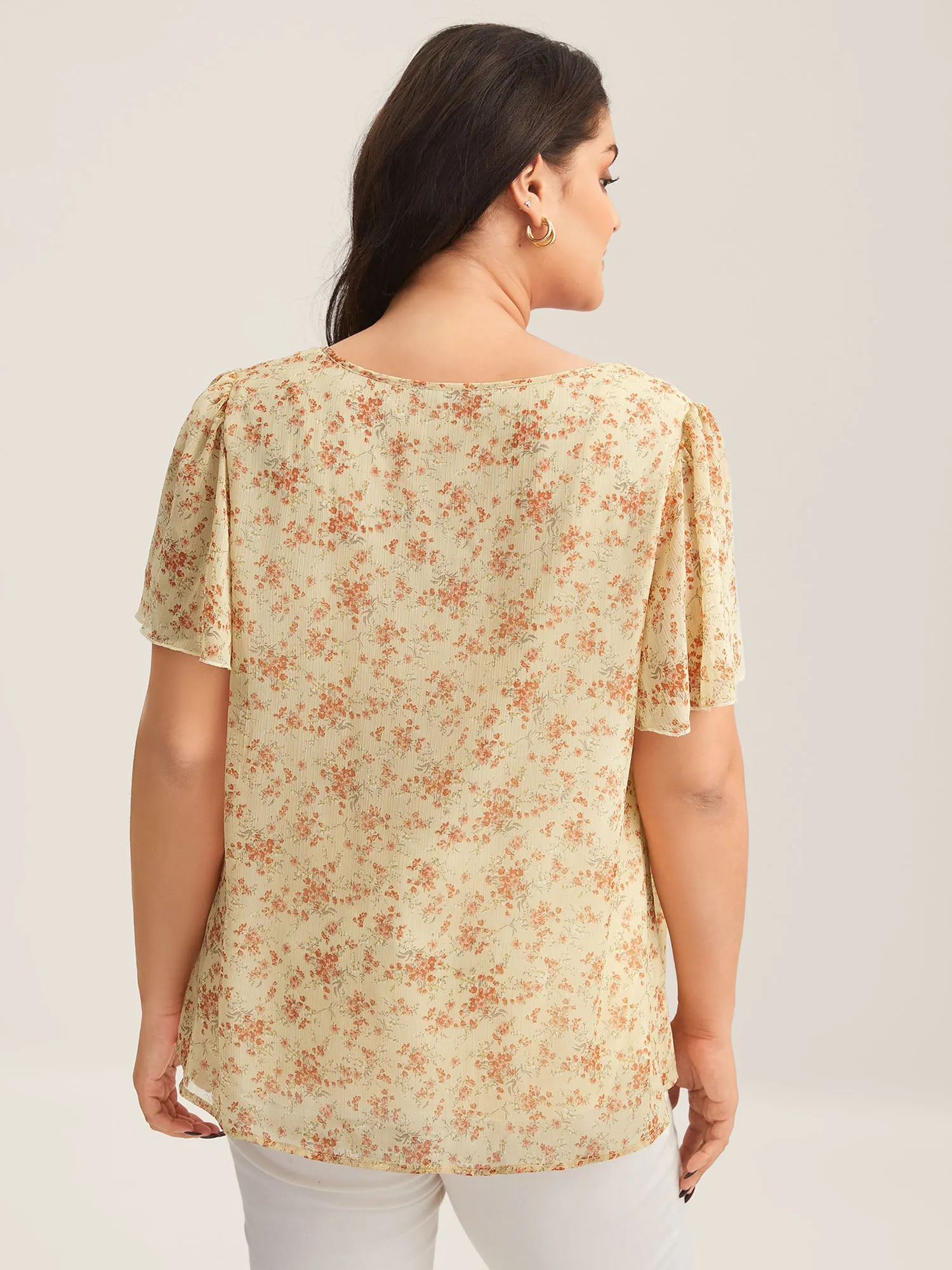 Chiffon Floral Print Neck Tie Blouse sold by Bloomchic product image thumbnail 4