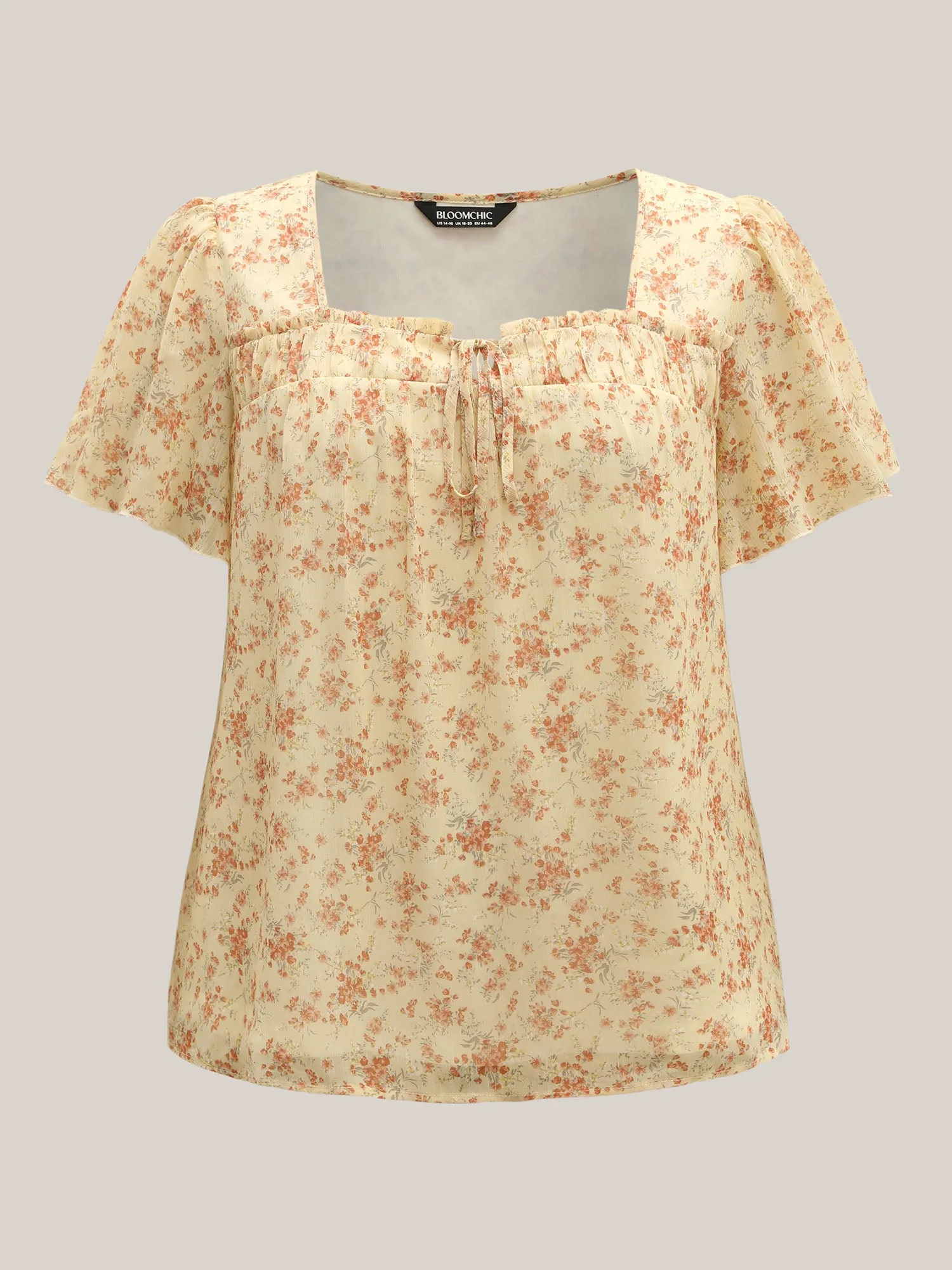 Chiffon Floral Print Neck Tie Blouse sold by Bloomchic product image thumbnail 5