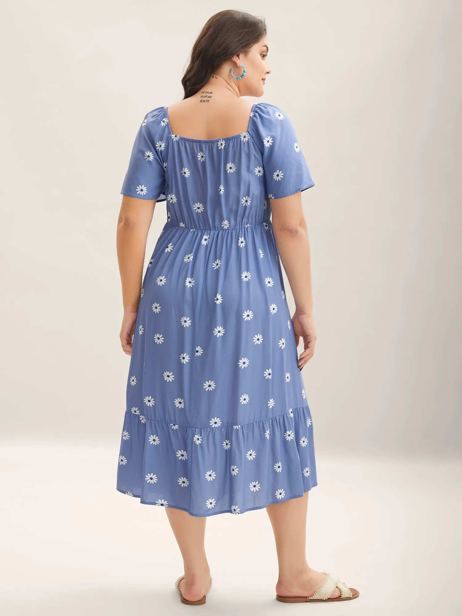 Rayon Floral Shirred Midi Dress sold by Bloomchic product image thumbnail 4