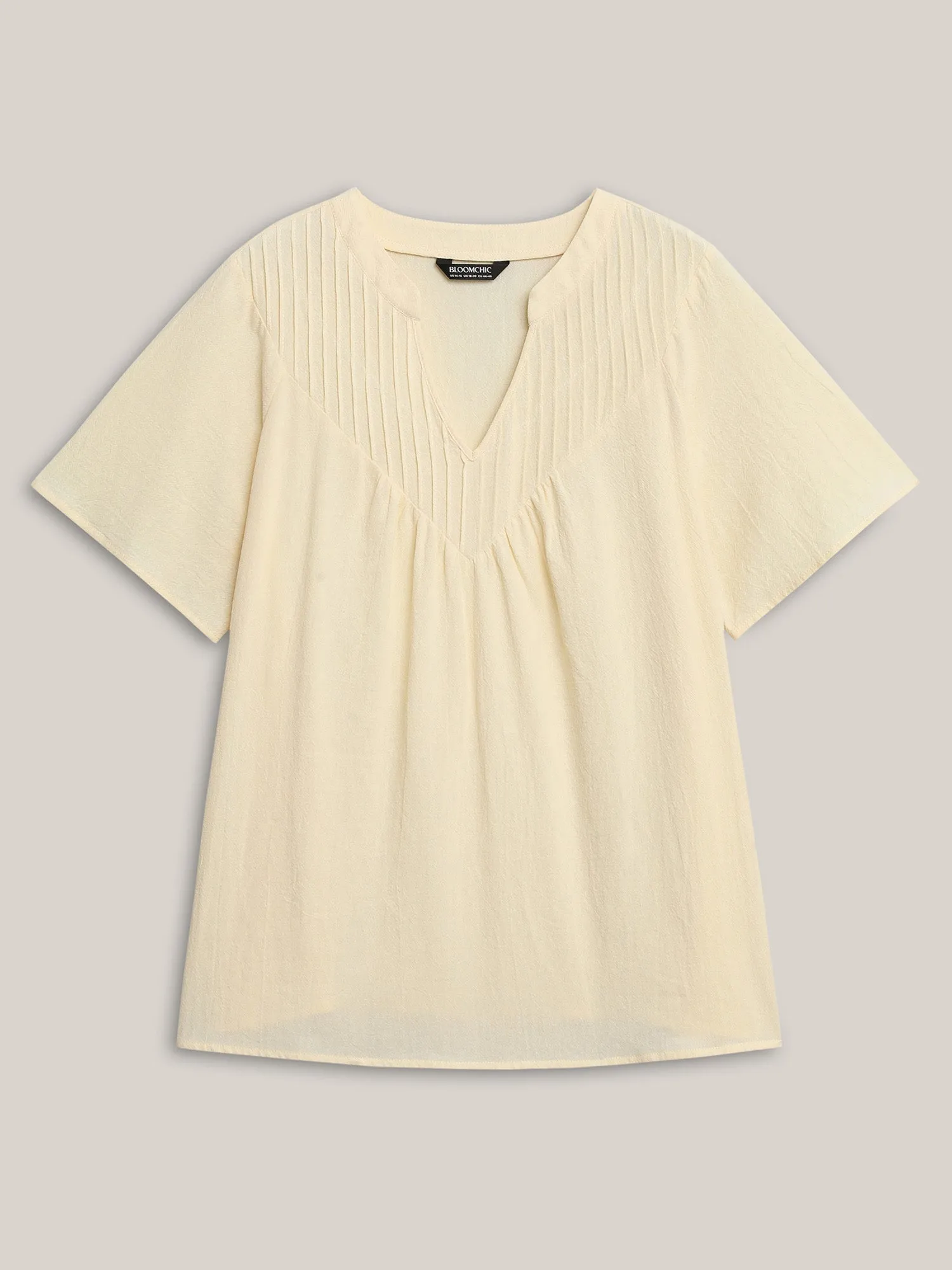 Cotton Stripe Neckline Notched Pleated Sheer Blouse sold by Bloomchic product image thumbnail 5