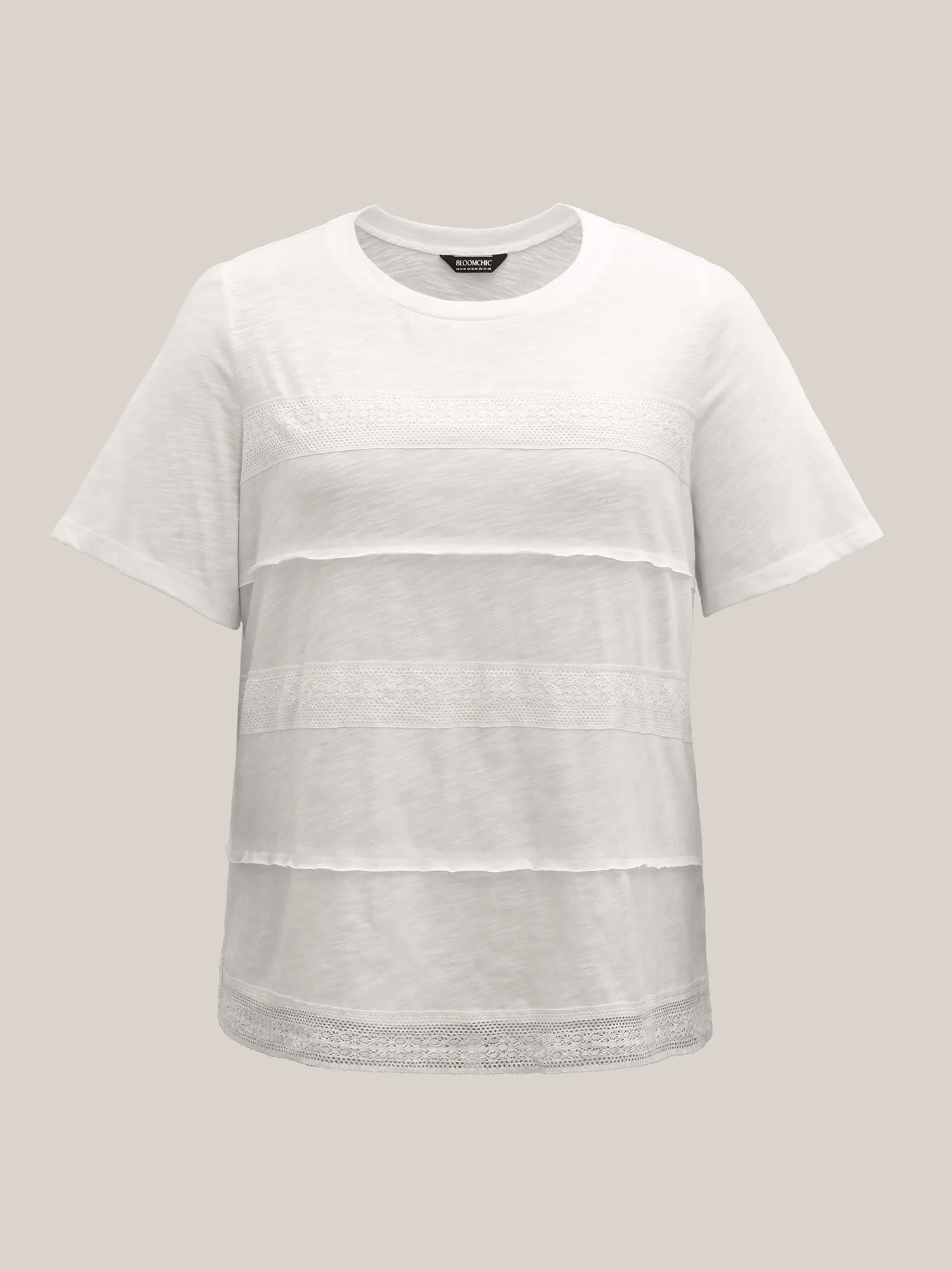 Cotton Lace Trim Sheer Solid T-Shirt sold by Bloomchic product image thumbnail 5