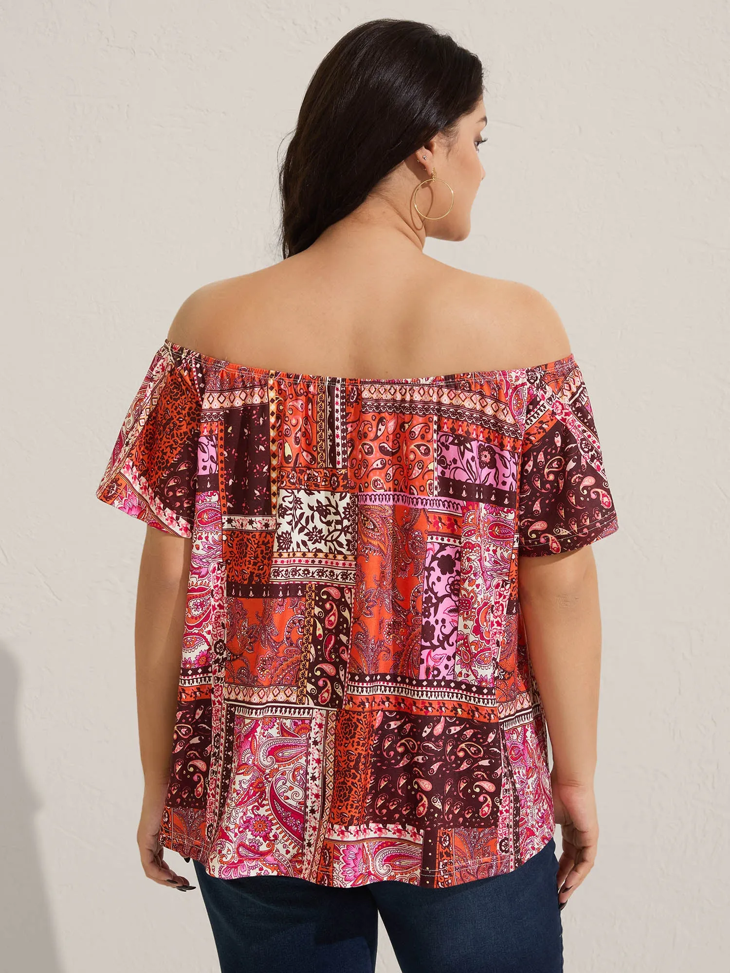 Boho Paisley Print Off-Shoulder Top sold by Bloomchic product image thumbnail 4