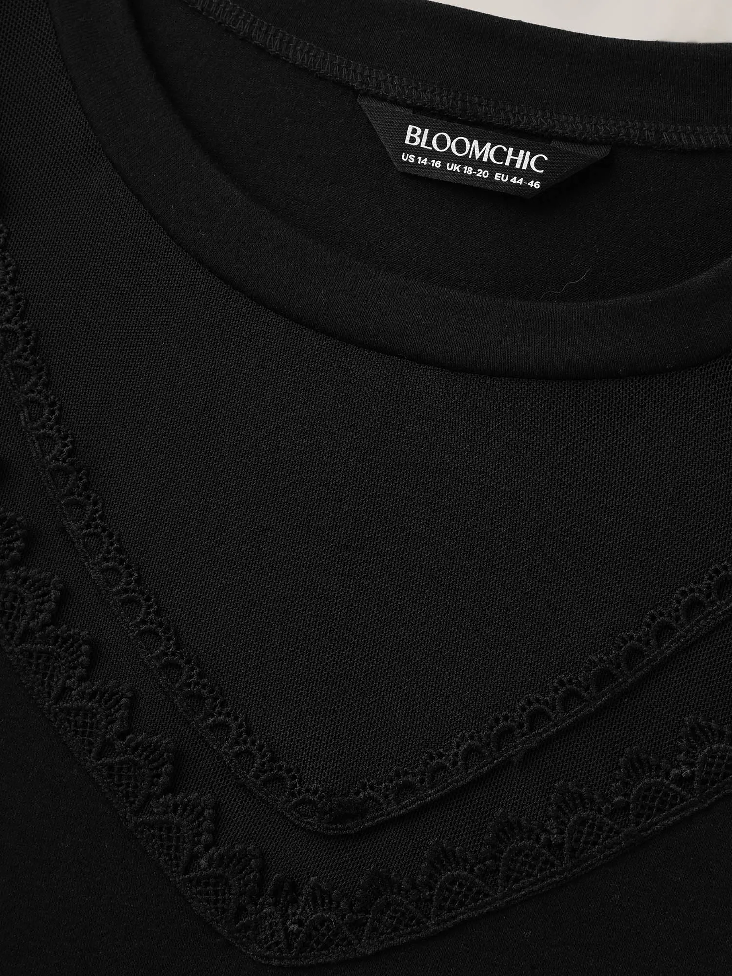 Sheer Neck Solid Panel T-Shirt sold by Bloomchic product image thumbnail 5