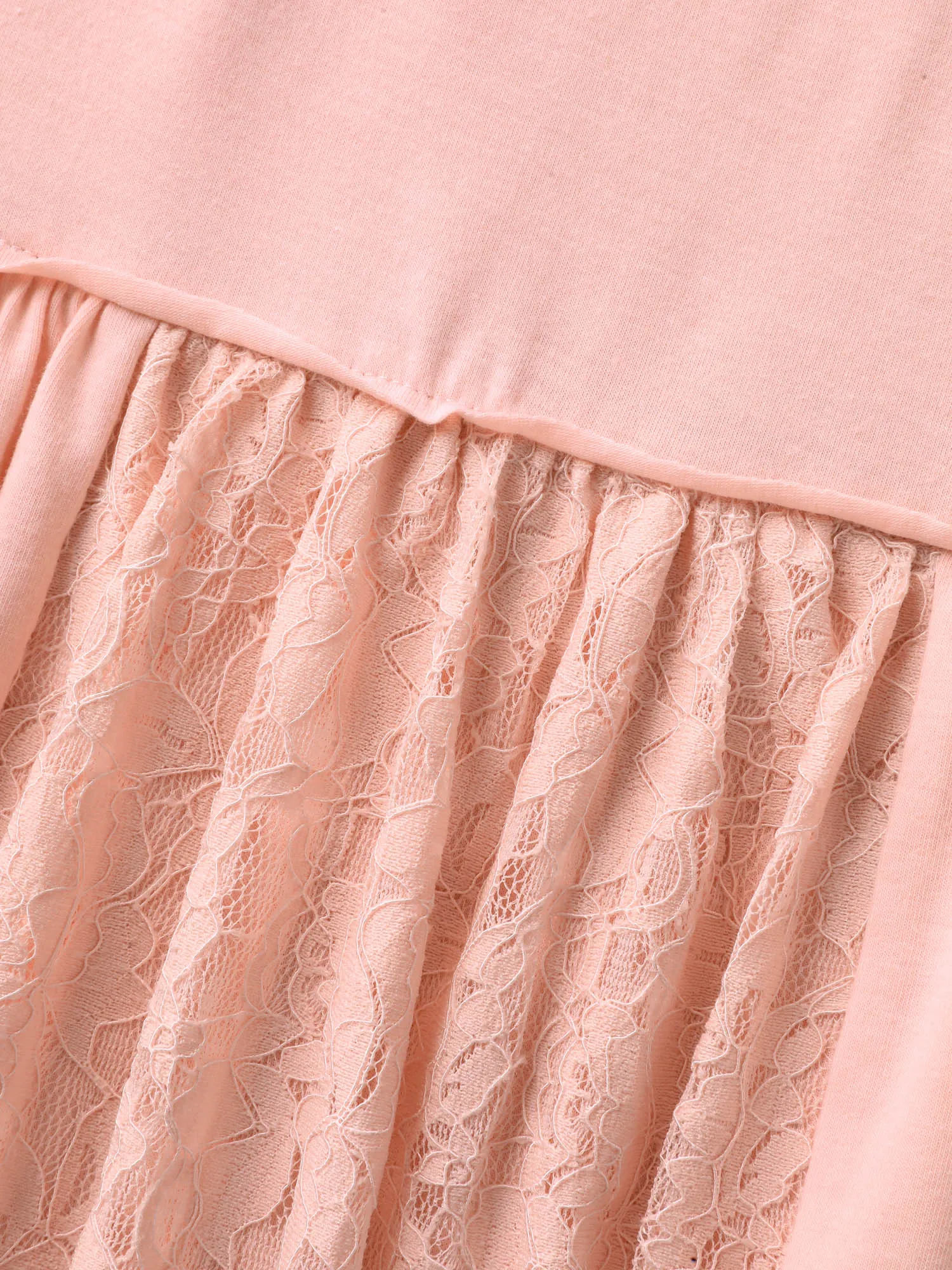 Lace Trim Spliced Solid T-Shirt sold by Bloomchic product image thumbnail 5