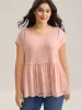 Lace Trim Spliced Solid T-Shirt sold by Bloomchic