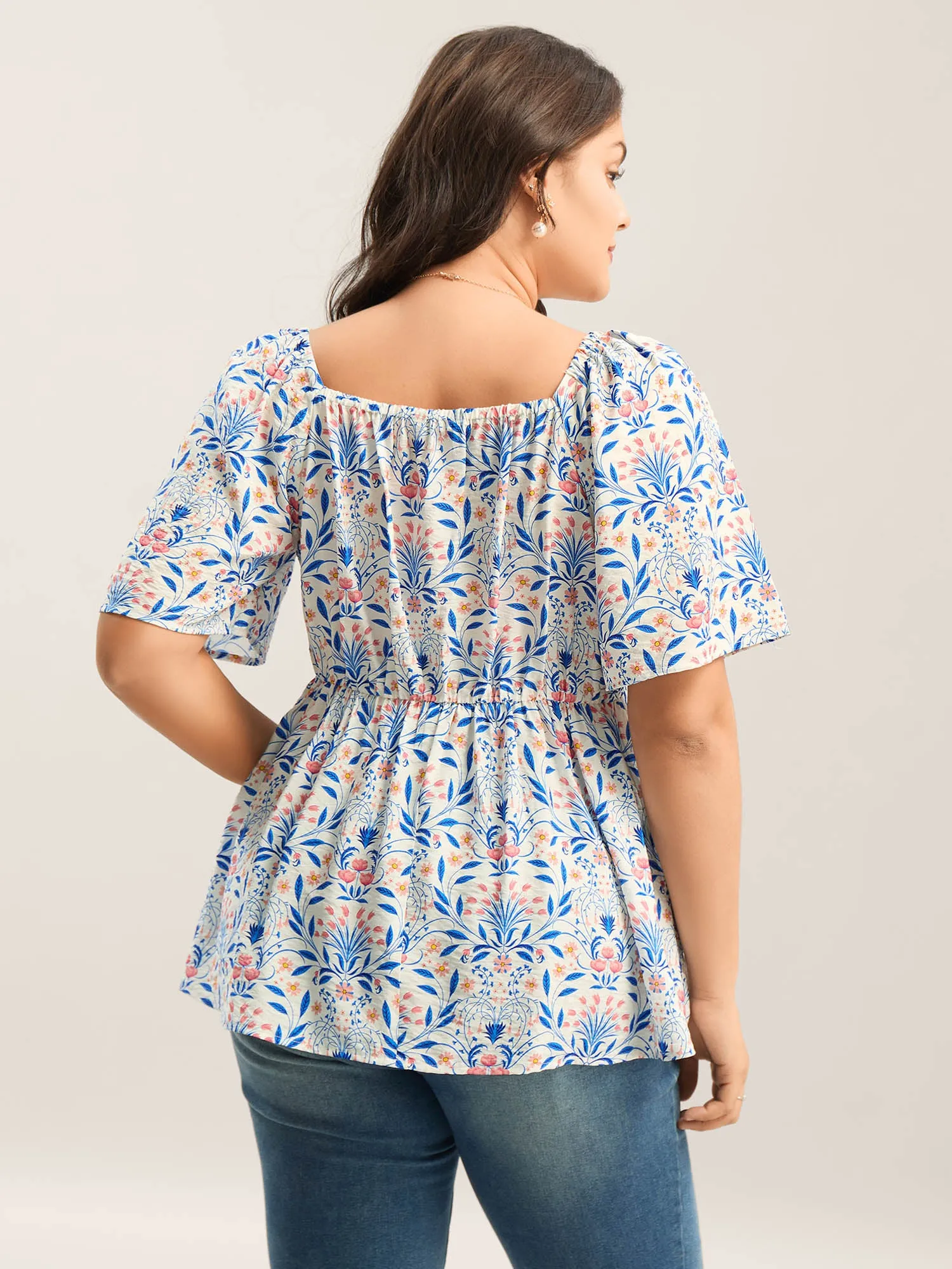 Floral Print Ruched Bodice Blouse sold by Bloomchic product image thumbnail 4