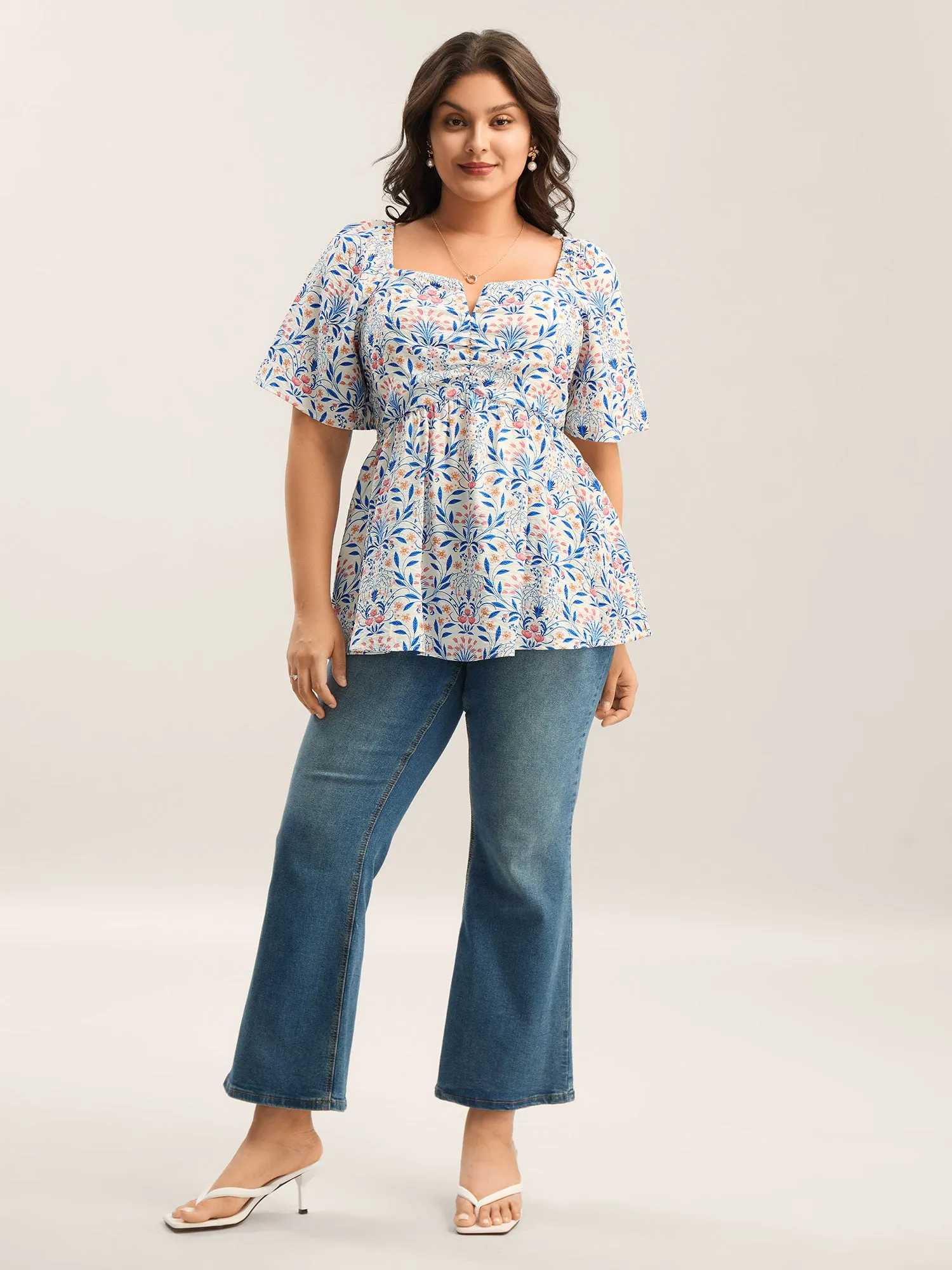 Floral Print Ruched Bodice Blouse sold by Bloomchic product image thumbnail 3