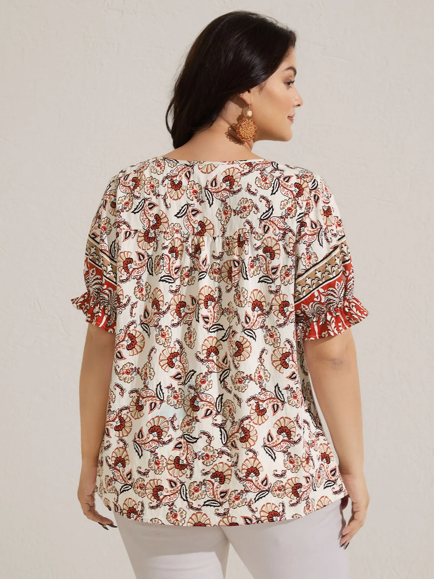 Boho Floral Print Neck Tassels Blouse sold by Bloomchic product image thumbnail 3