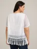 Stretchy Lace Tassel Hem Solid Top sold by Bloomchic