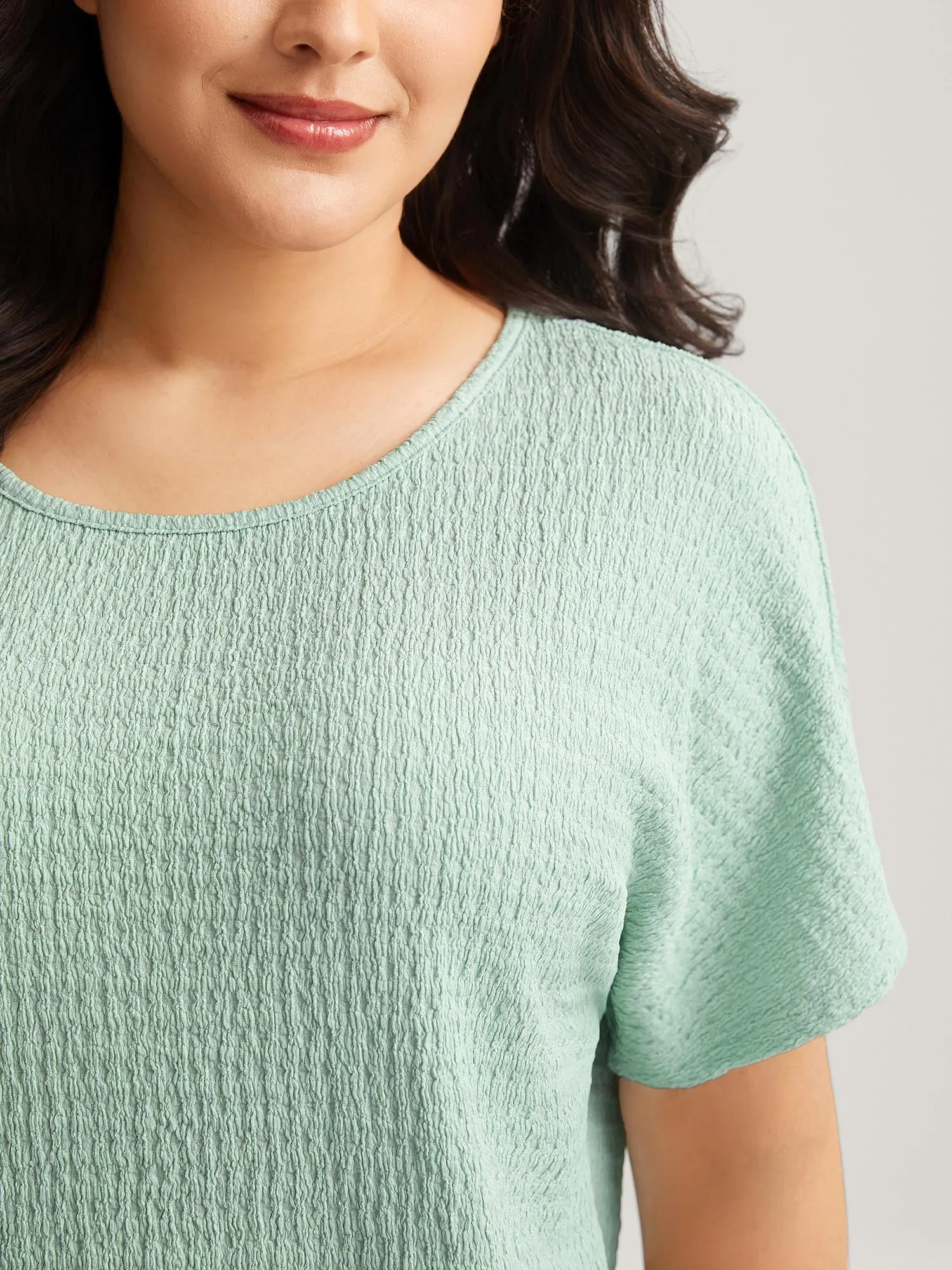 Textured Relaxed Fit Dolman Sleeve T-Shirt sold by Bloomchic product image thumbnail 2