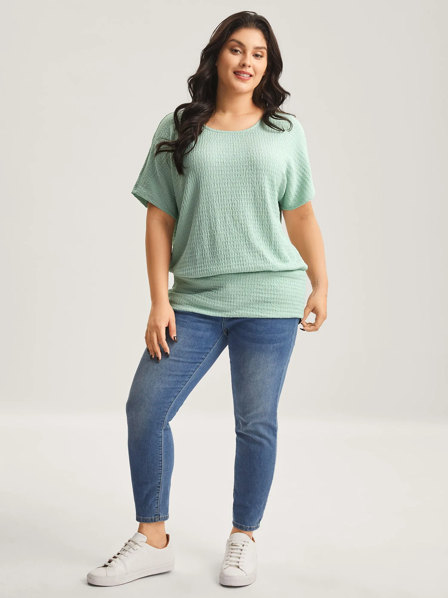 Textured Relaxed Fit Dolman Sleeve T-Shirt sold by Bloomchic product image thumbnail 3