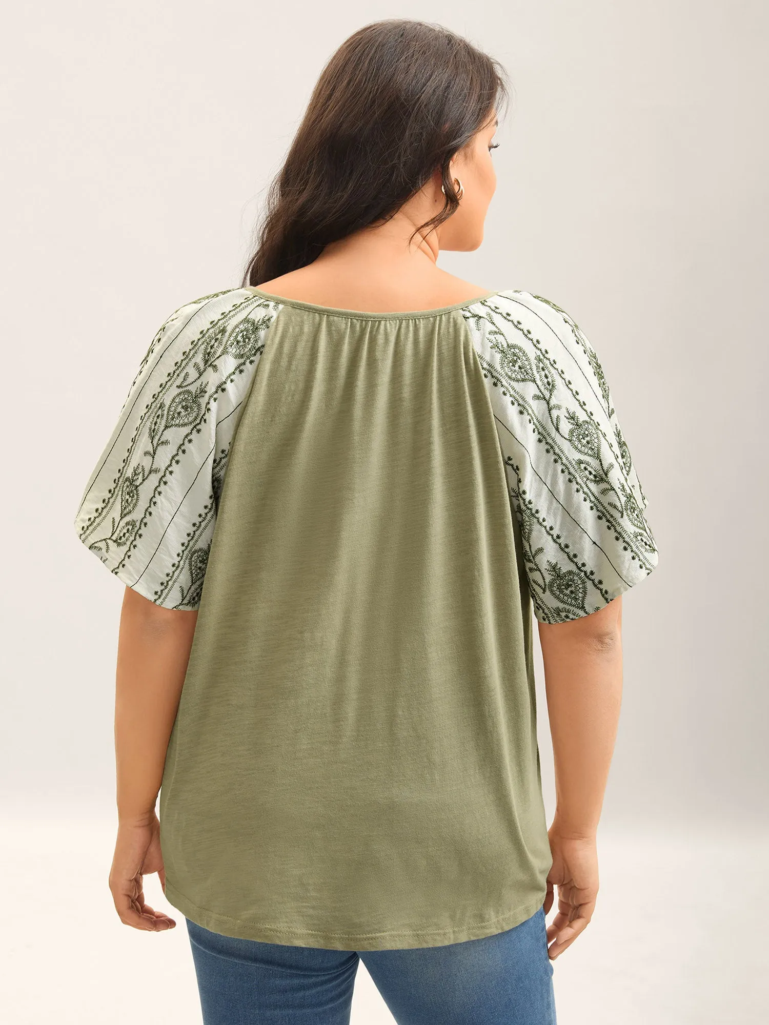 Boho Print Neck Tie Plain Top sold by Bloomchic product image thumbnail 4