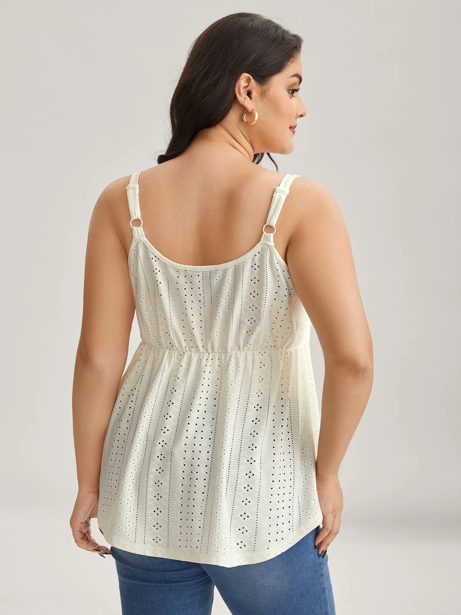 Eyelet Trim Ruched Tank Top sold by Bloomchic product image thumbnail 5