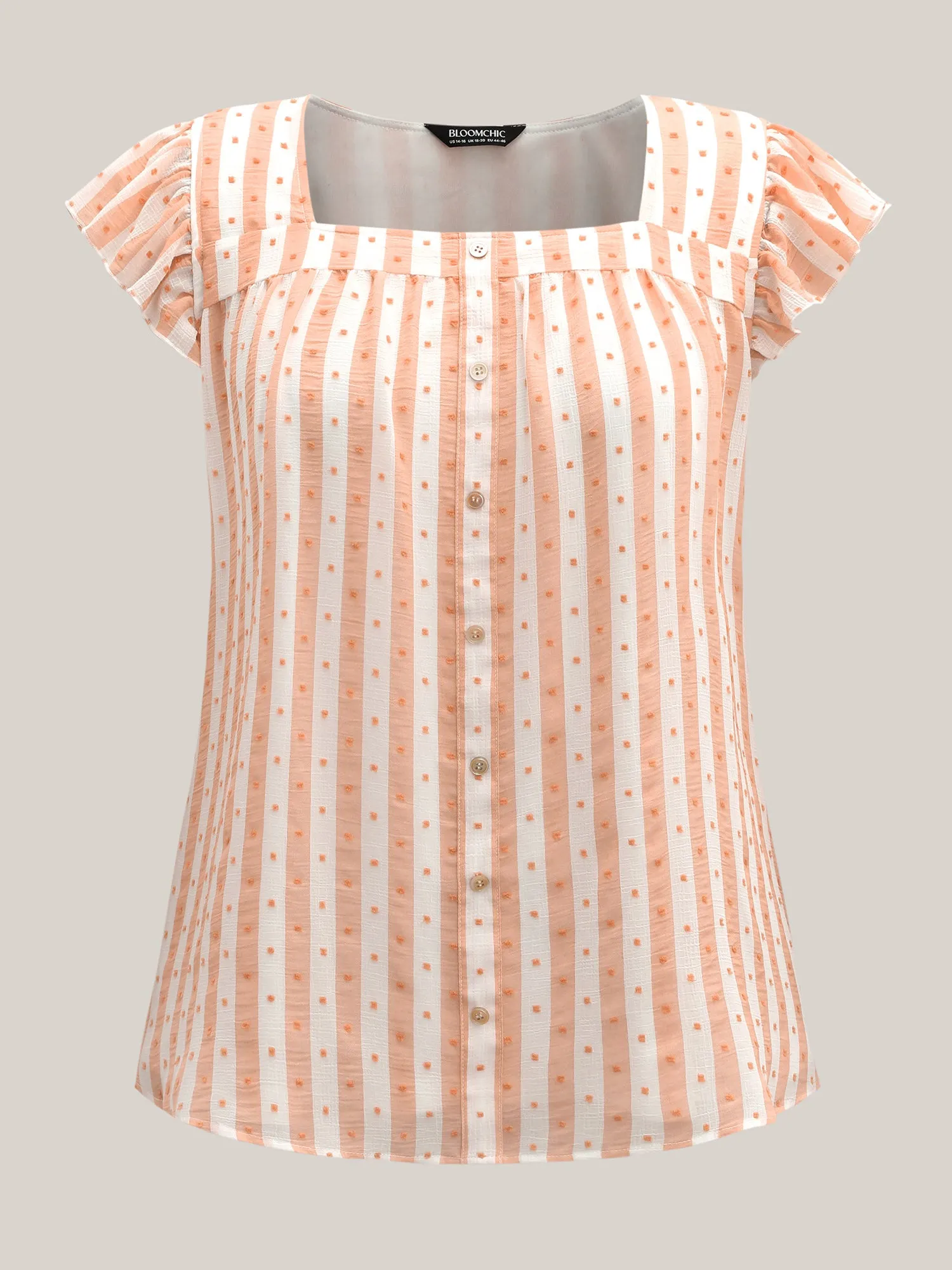 Textured Stripe Print Flutter Sleeve Blouse sold by Bloomchic product image thumbnail 5