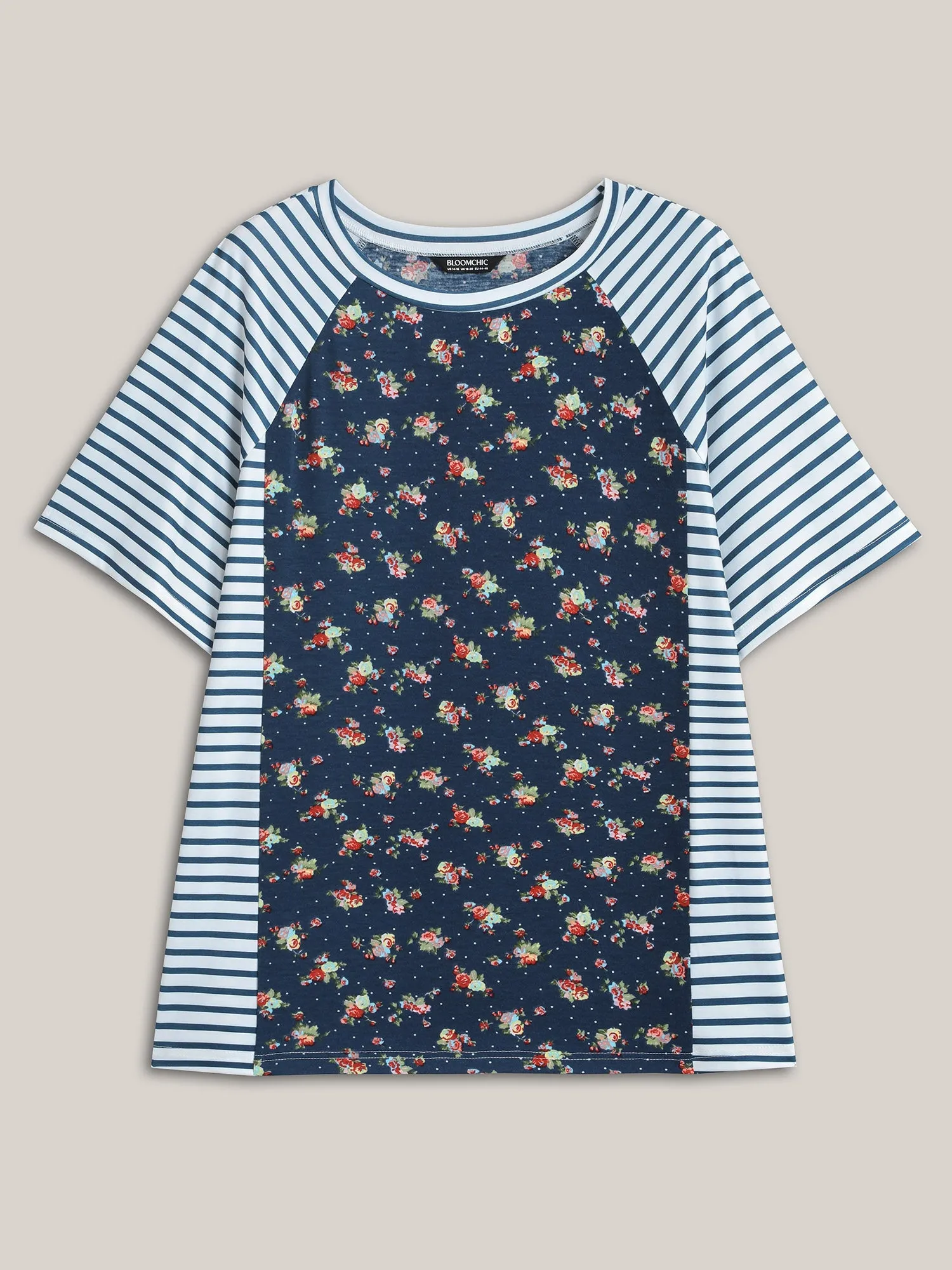 Floral Stripes Raglan Sleeve T-Shirt sold by Bloomchic product image thumbnail 5