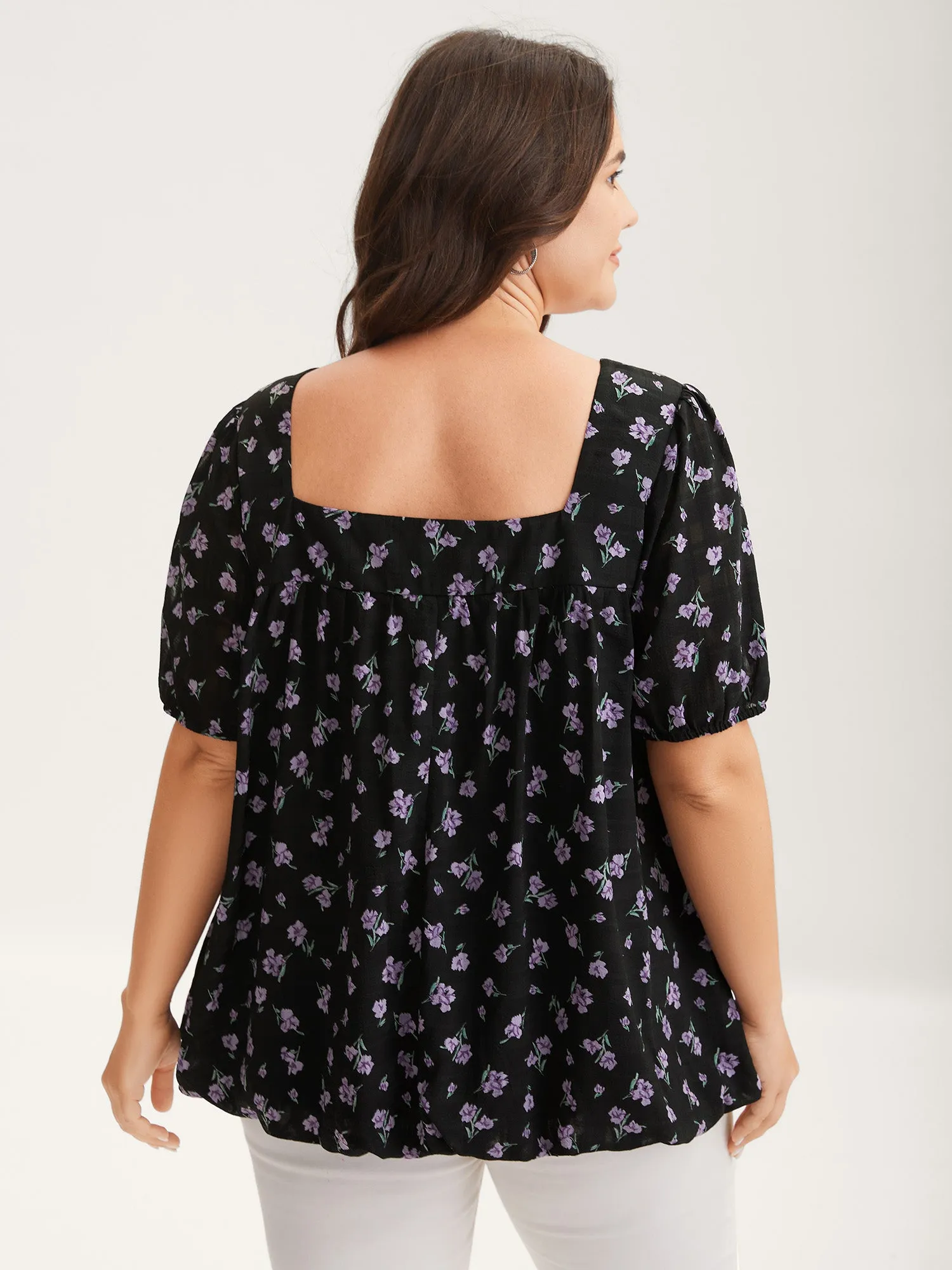 Floral Fiesta Pleated Square Neck Blouse sold by Bloomchic product image thumbnail 4