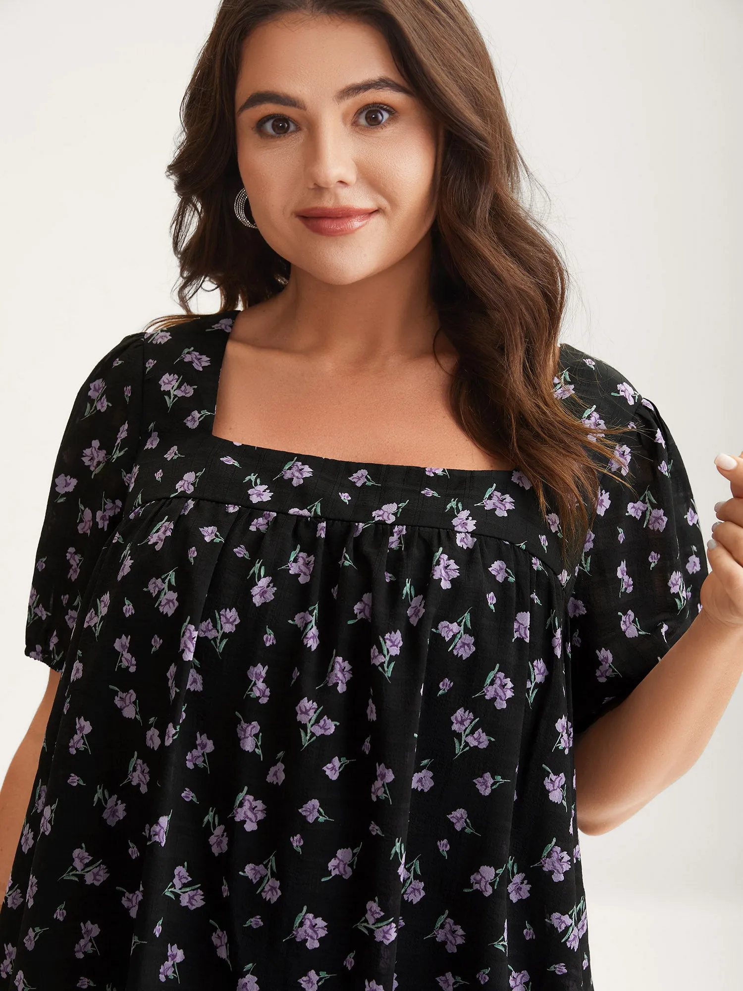 Floral Fiesta Pleated Square Neck Blouse sold by Bloomchic product image thumbnail 2