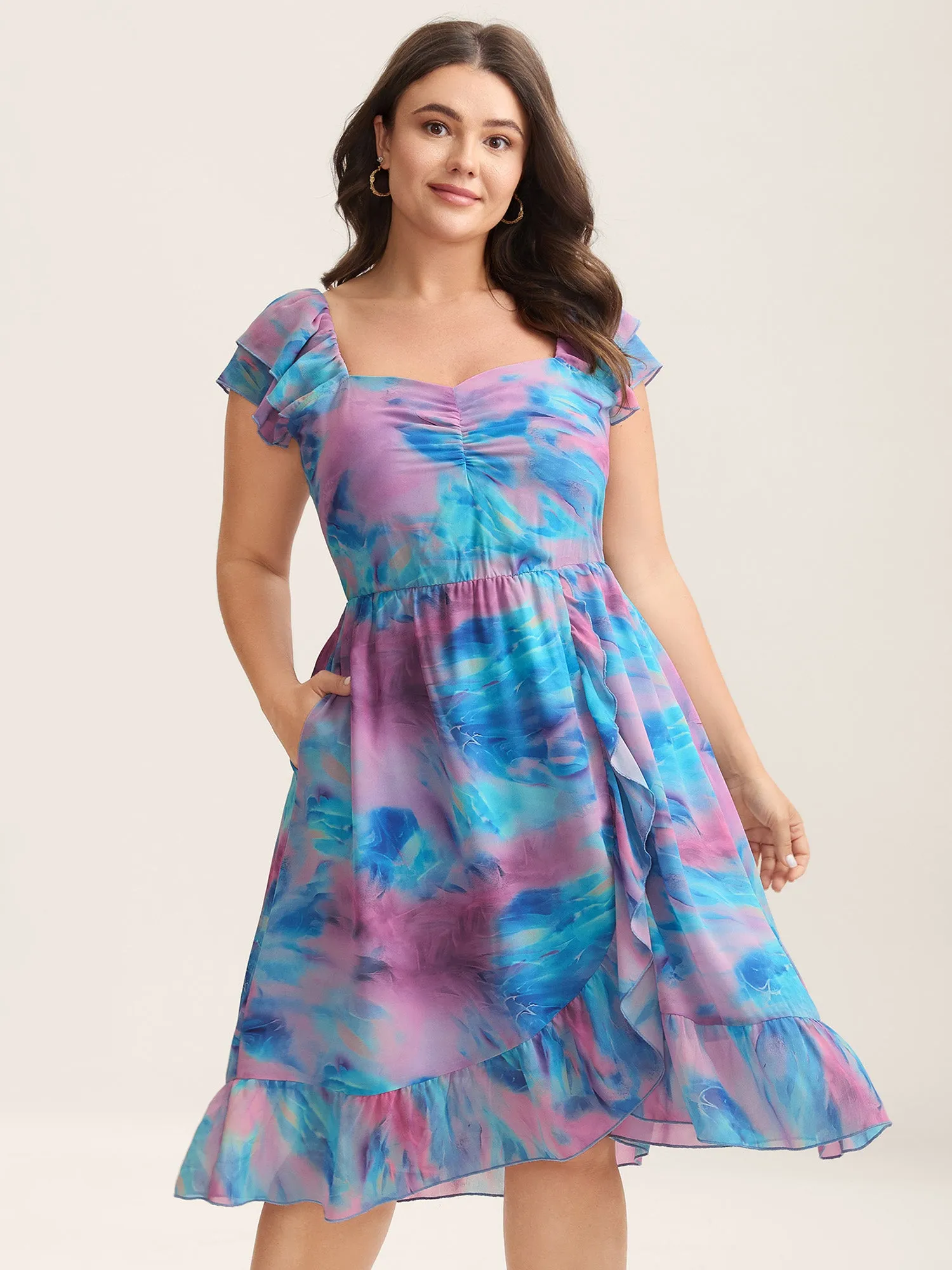 Color Blend Stretchy Waist Pockets Midi Dress sold by Bloomchic