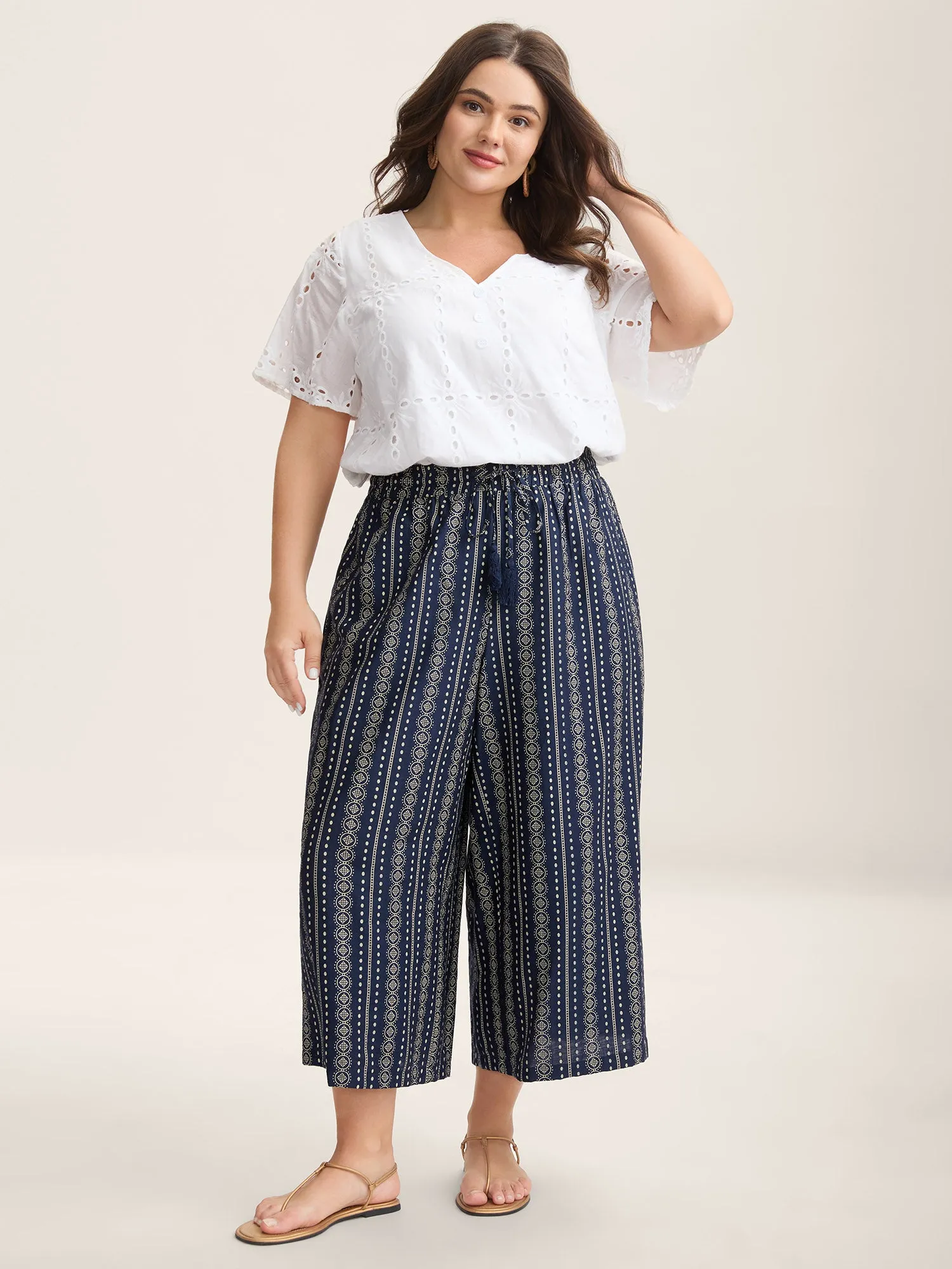 Boho Stripe Tassel Wide-Leg Pants sold by Bloomchic product image thumbnail 2