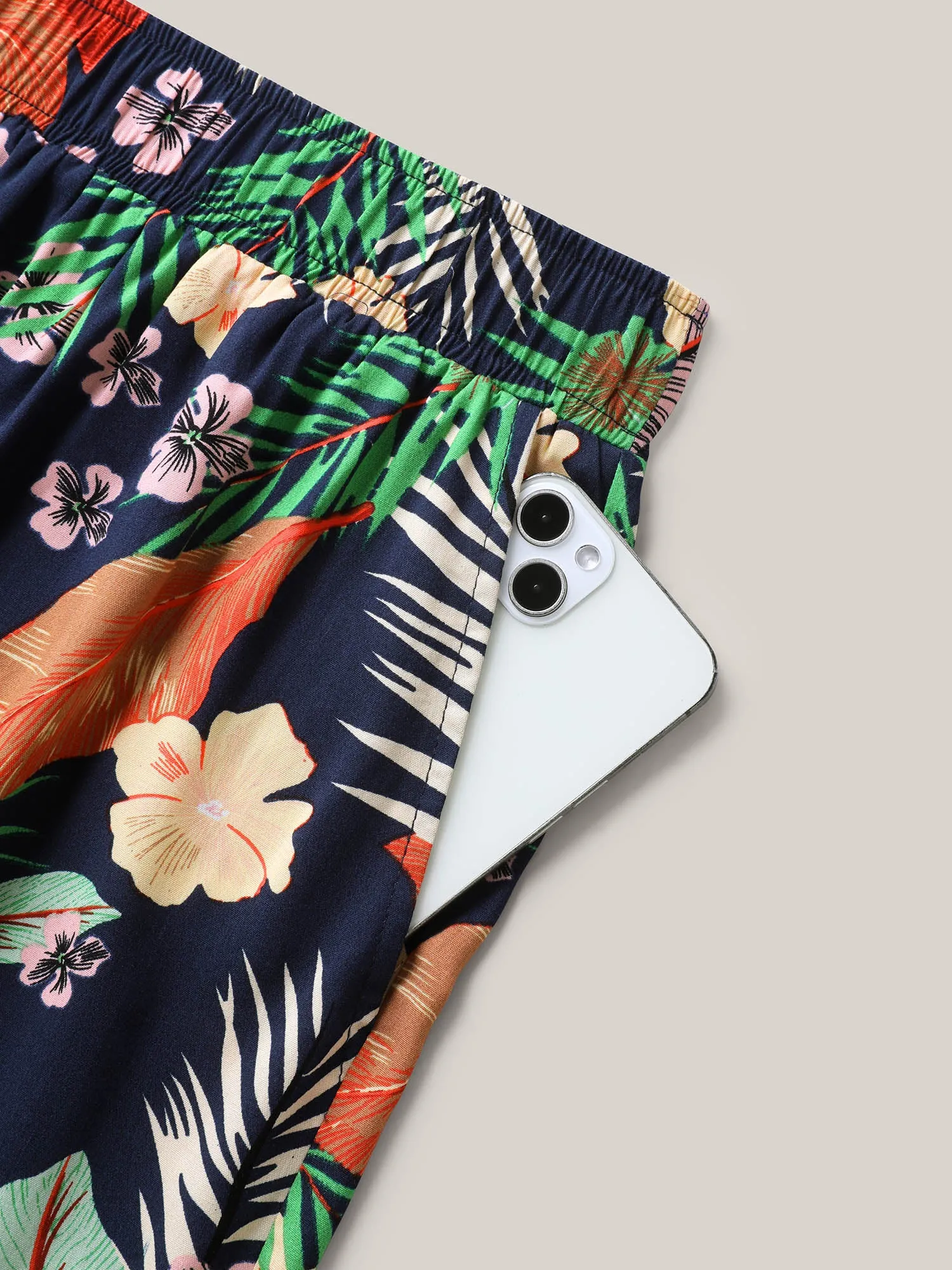 Stretchy Tropical Wide-Leg Shorts sold by Bloomchic product image thumbnail 5