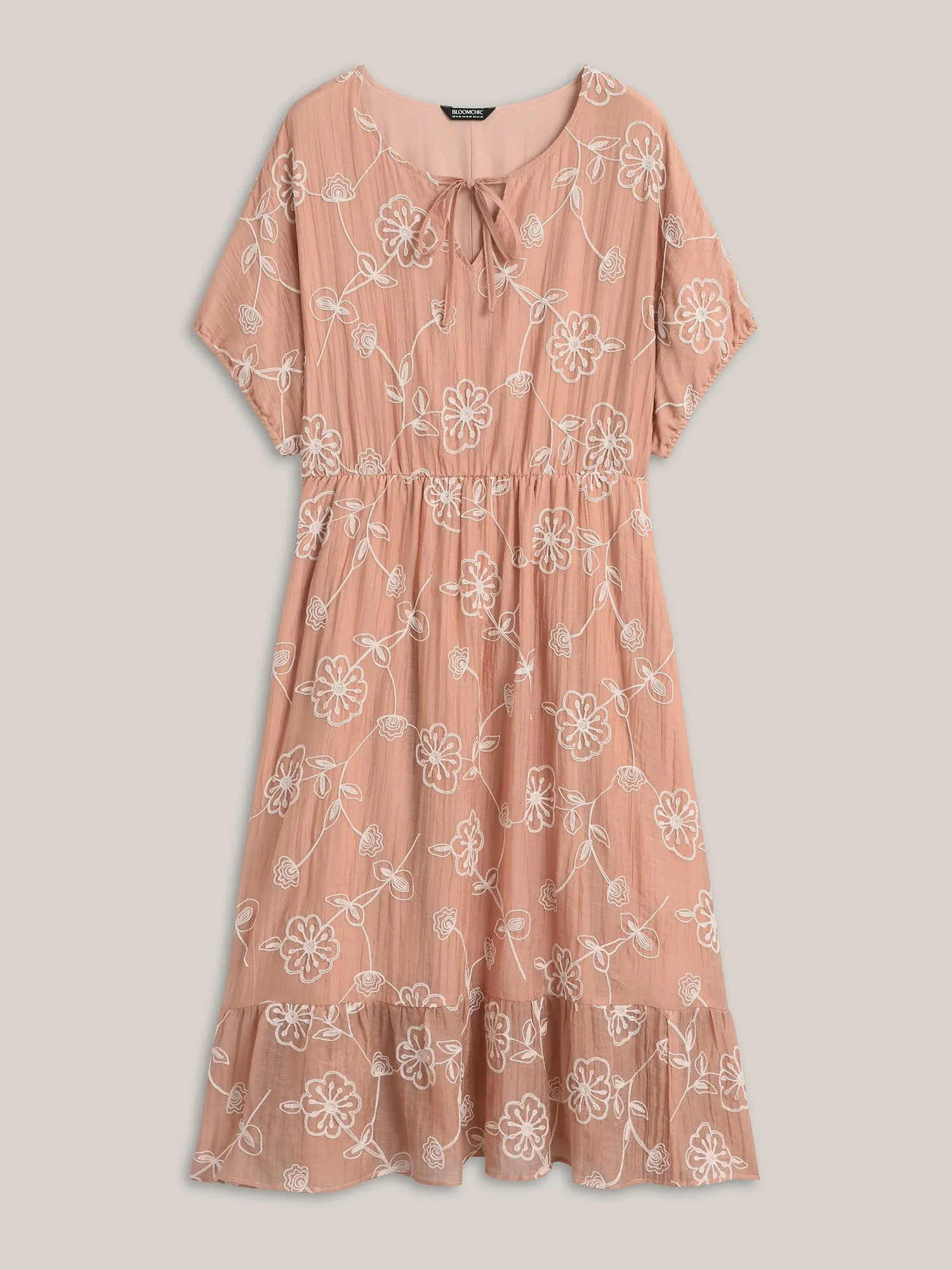 Rayon Textured Embroidered Stretchy Midi Dress sold by Bloomchic product image thumbnail 5