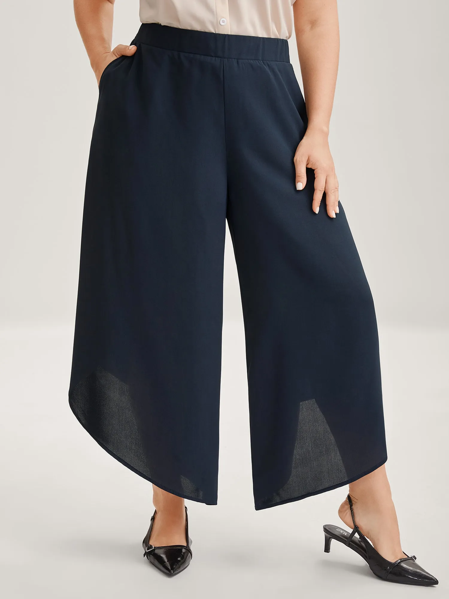 Sheer Lace Petal Hem Wide-Leg Pants sold by Bloomchic product image thumbnail 3