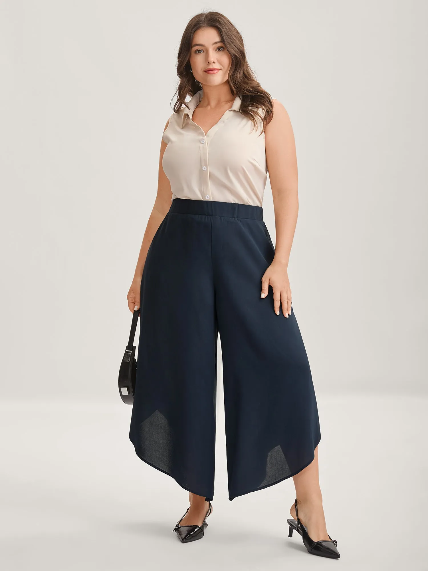 Sheer Lace Petal Hem Wide-Leg Pants sold by Bloomchic