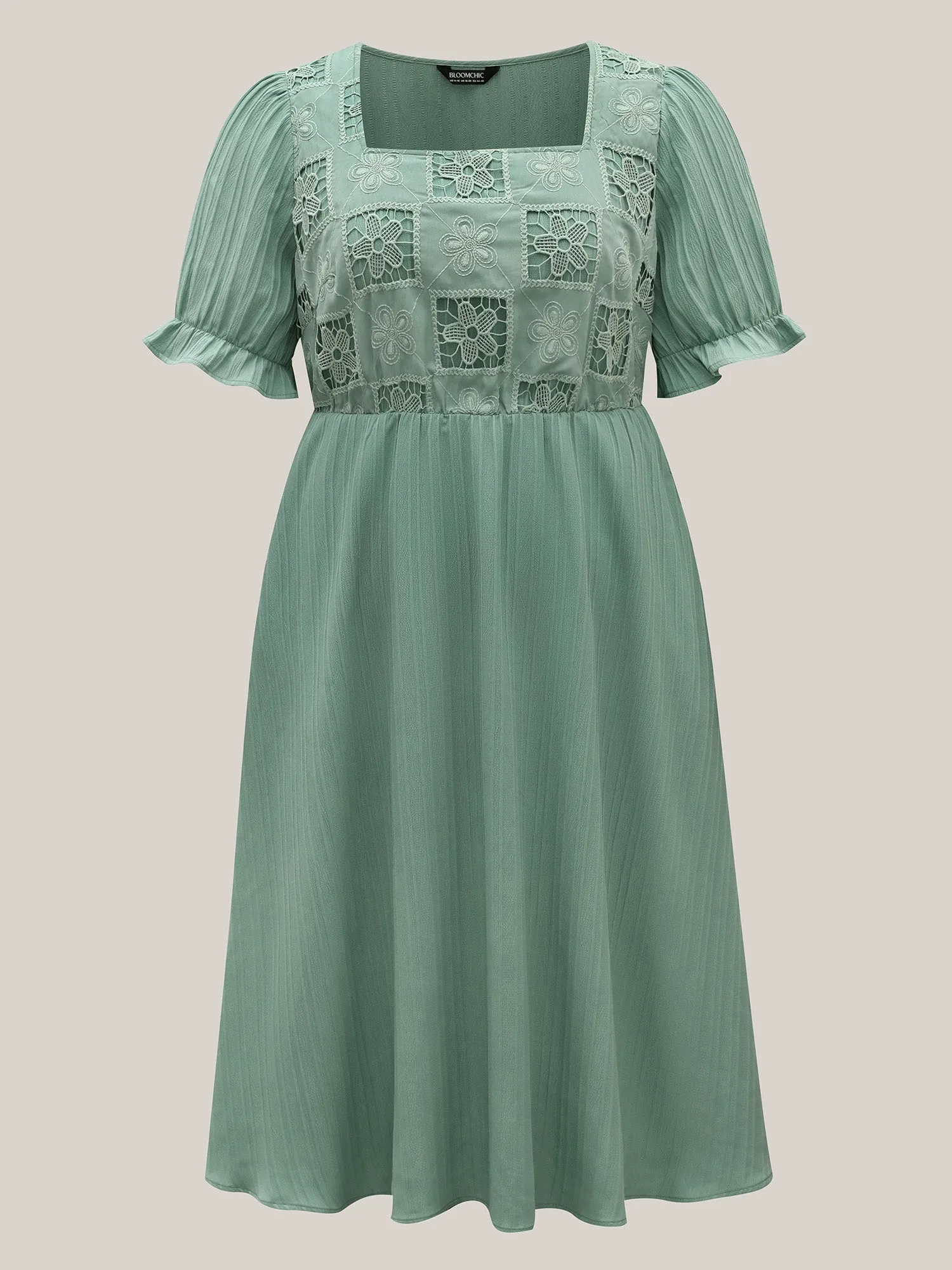 Lace Cut-Out Pockets Midi Dress sold by Bloomchic product image thumbnail 5