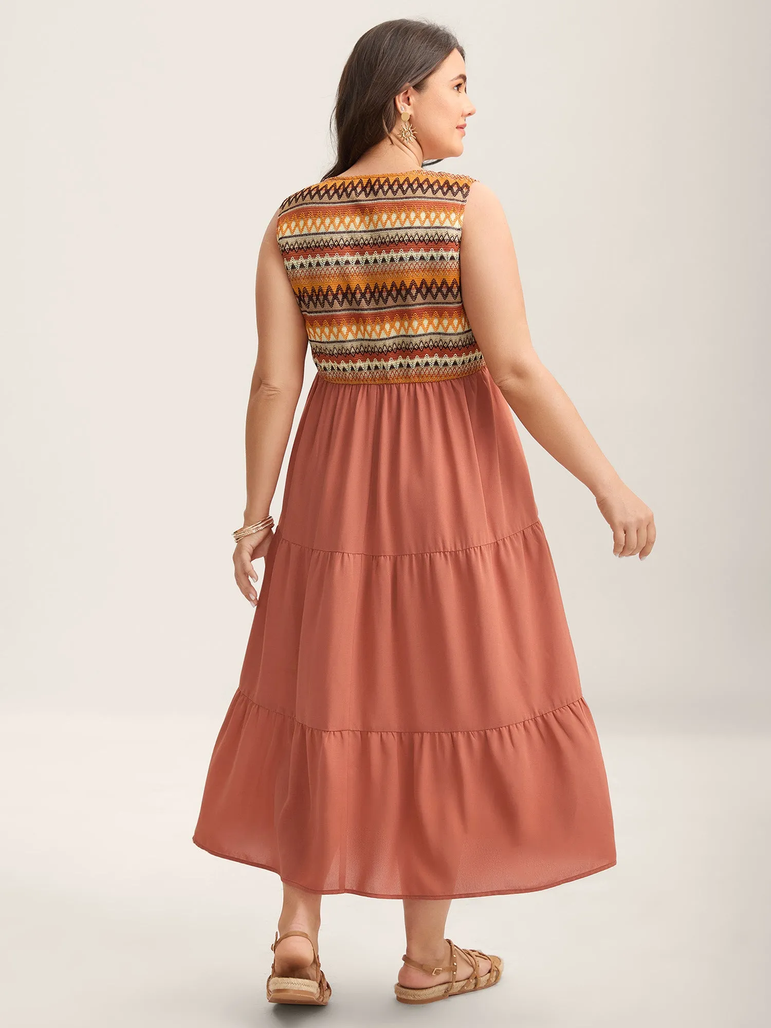 Boho Stripes V-Neck Pockets Midi Dress sold by Bloomchic product image thumbnail 4