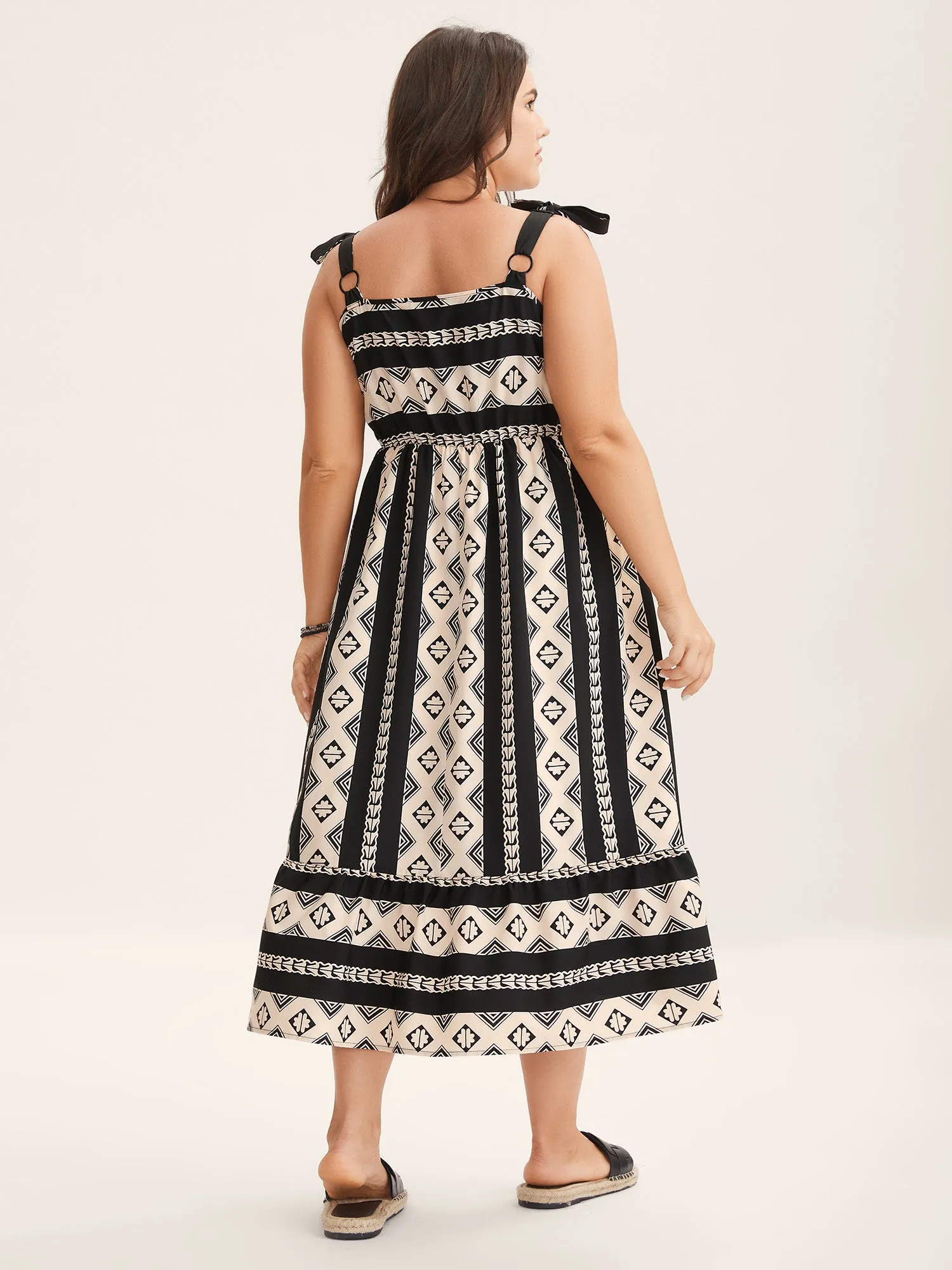 Boho Stripes Bow Pockets Midi Dress sold by Bloomchic product image thumbnail 4