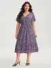 Floral Print V-Neck Tiered Midi Dress sold by Bloomchic