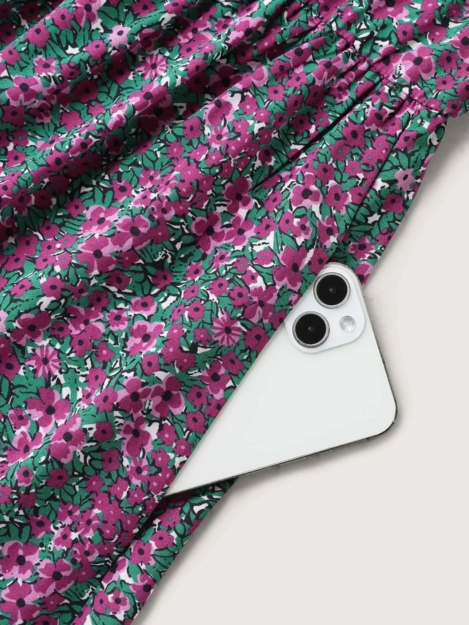 Floral Print V-Neck Tiered Midi Dress sold by Bloomchic product image thumbnail 5